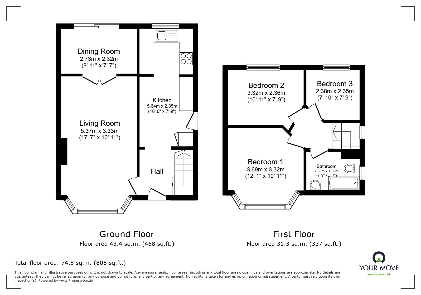 Floorplan of 3 bedroom Semi Detached House for sale, White Swallows Road, Swinton, Greater Manchester, M27