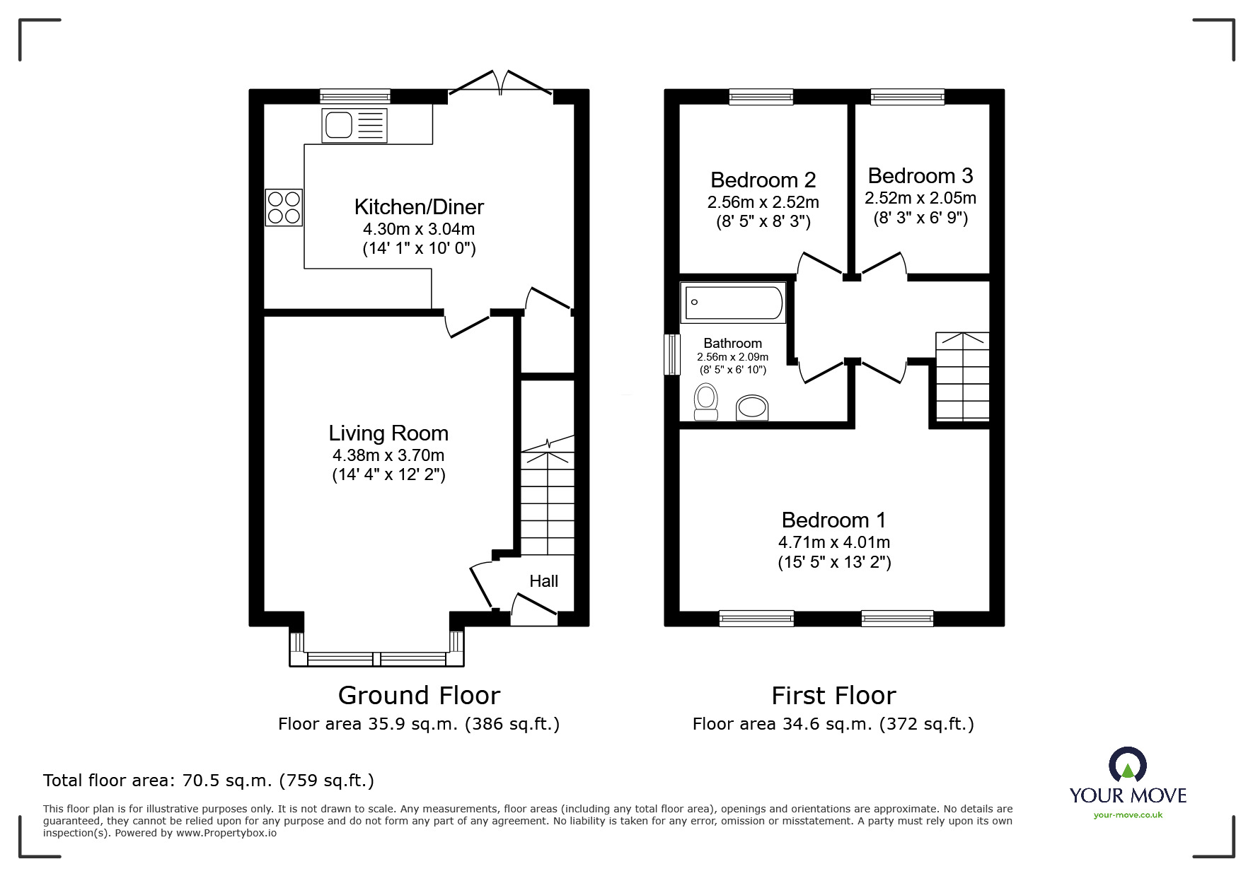 Floorplan of 3 bedroom Semi Detached House for sale, Pontefract Close, Swinton, Greater Manchester, M27