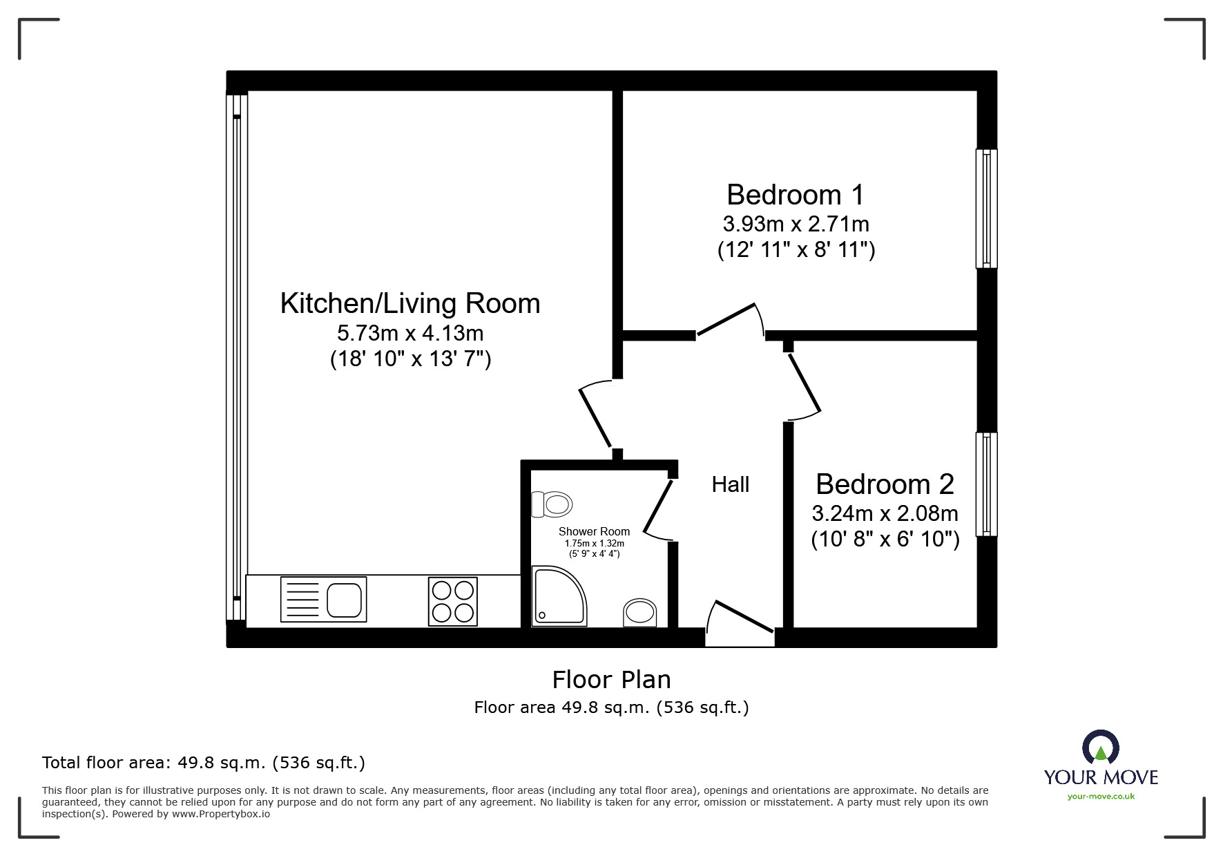 Floorplan of 2 bedroom Flat for sale, Hall Street, Pendlebury, Manchester, M27