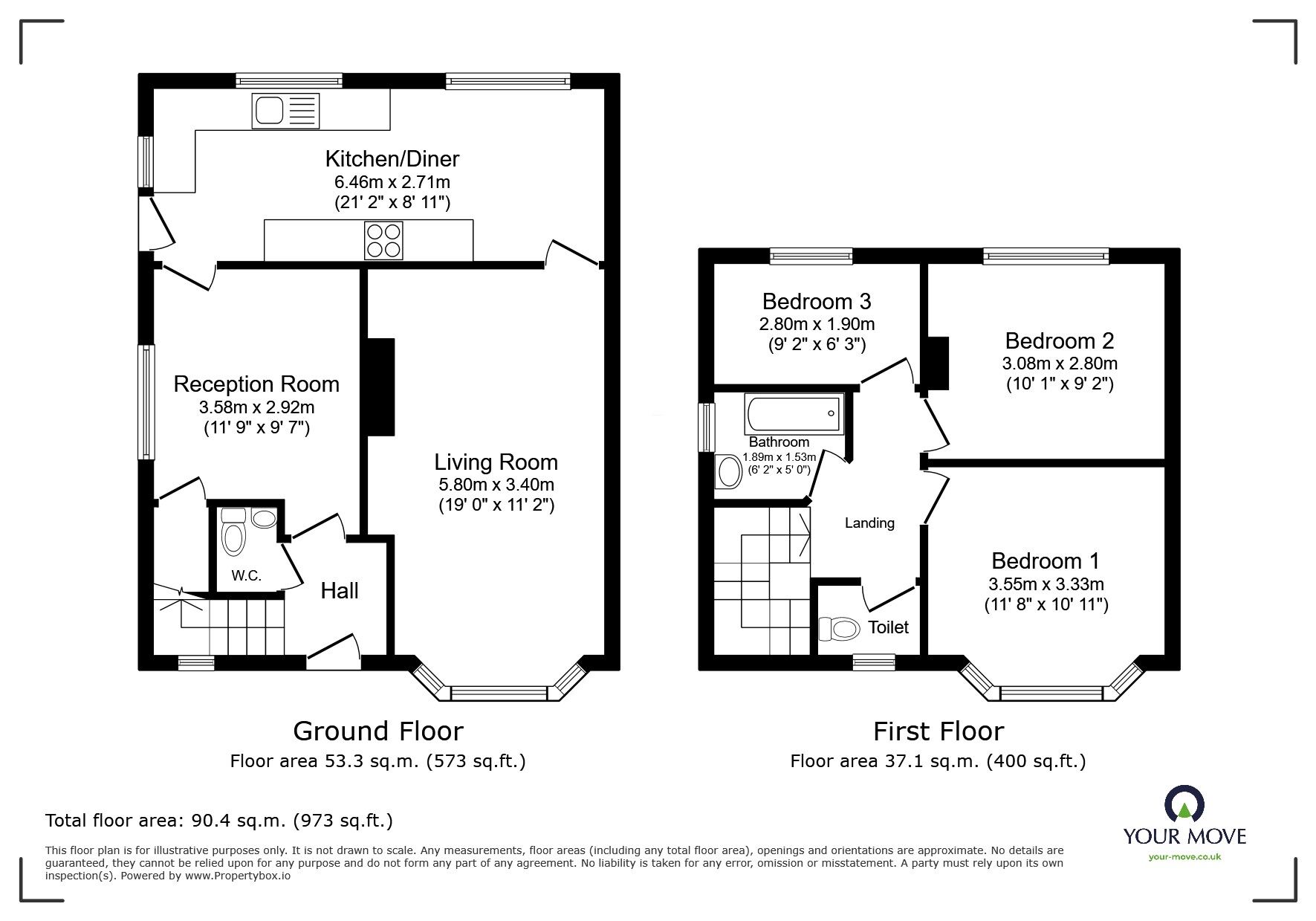 Floorplan of 3 bedroom Semi Detached House for sale, Rothesay Road, Pendlebury, Manchester, M27