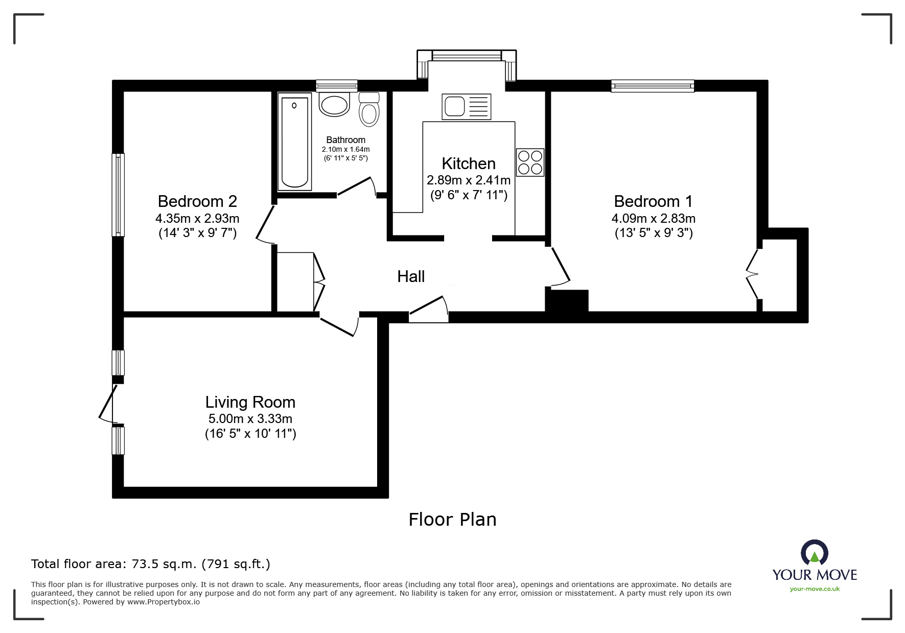 Floorplan of 2 bedroom Flat for sale, Canterbury Gardens, Salford, Greater Manchester, M5