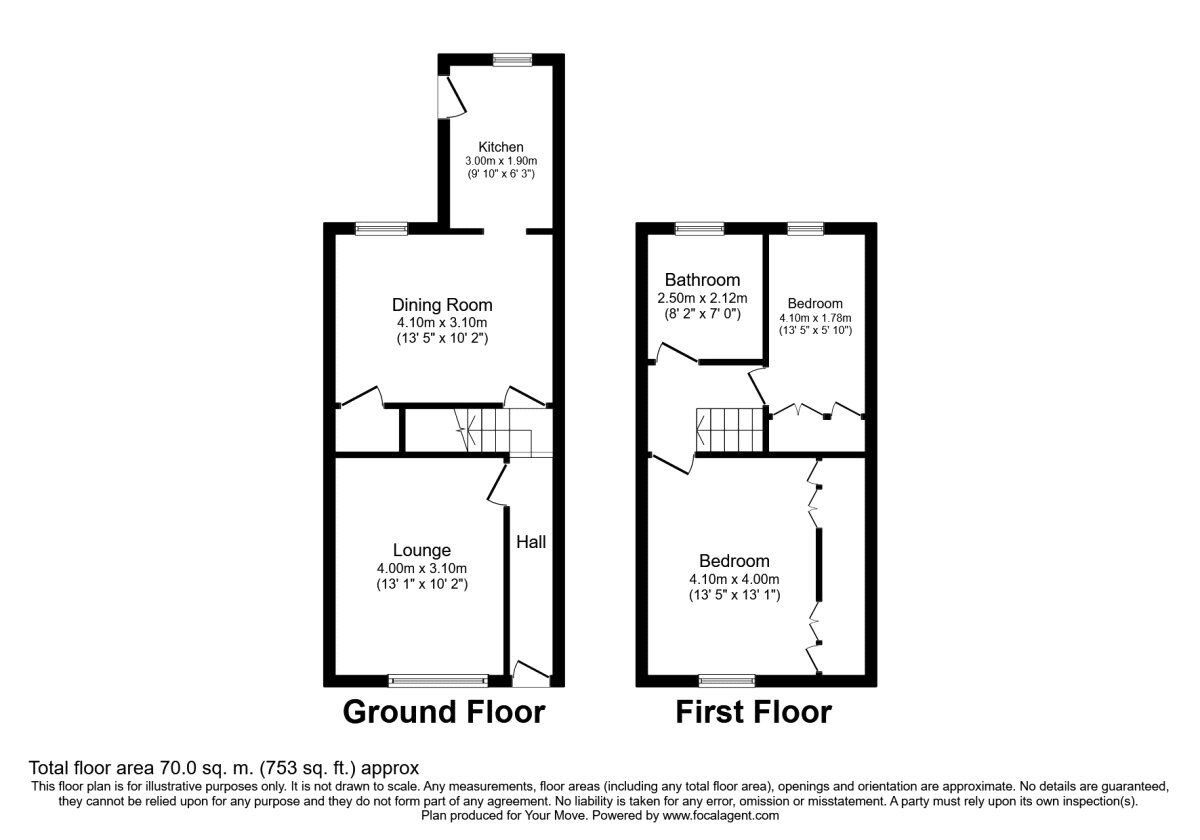 Floorplan of 2 bedroom Mid Terrace House to rent, Johnson Street, Pendlebury,Swinton, Manchester, M27