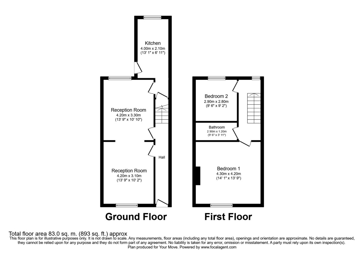 Floorplan of 2 bedroom Mid Terrace House for sale, Stafford Road, Swinton, Greater Manchester, M27