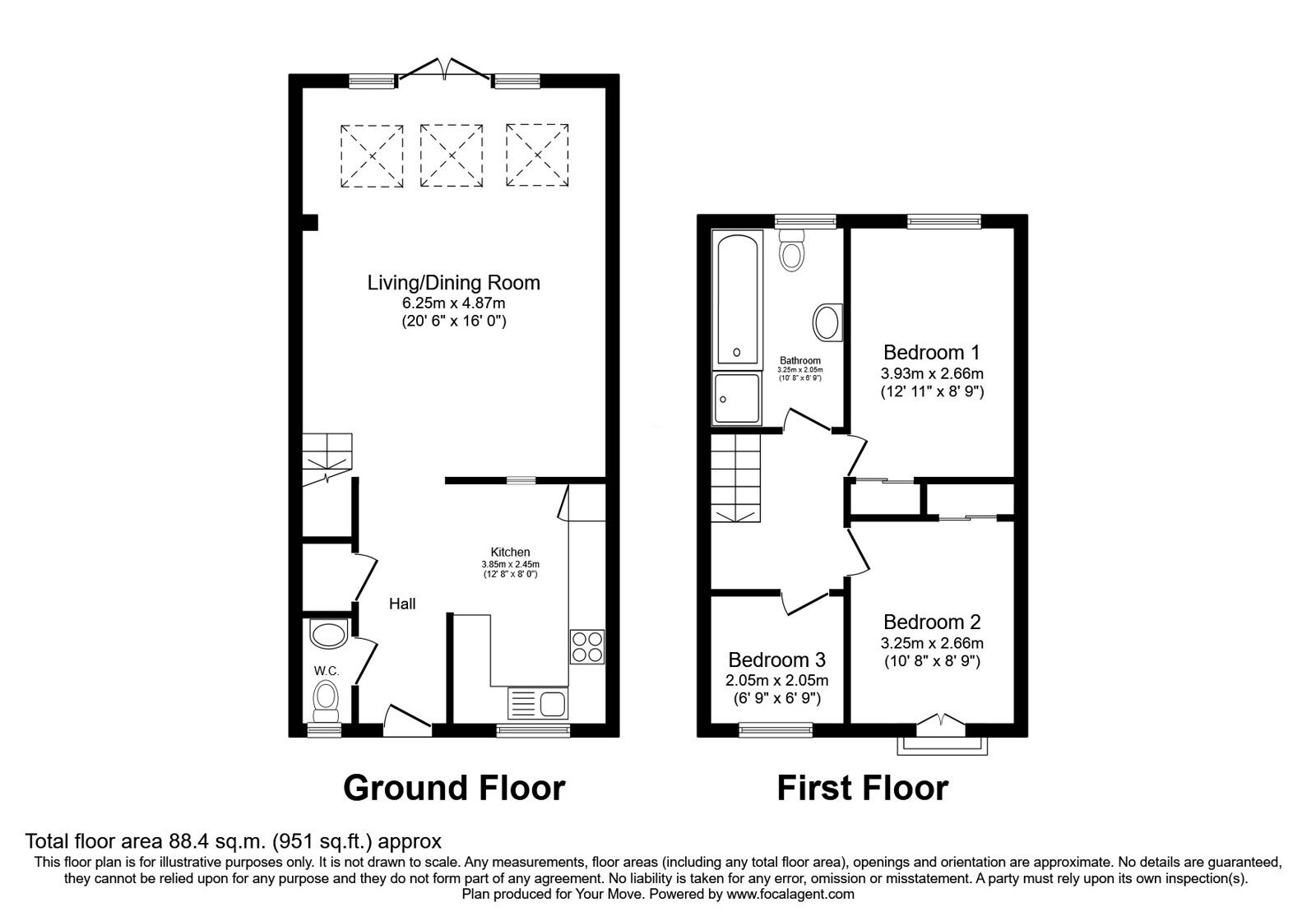 Floorplan of 3 bedroom Mid Terrace House for sale, Broughton Lane, Salford, Greater Manchester, M7