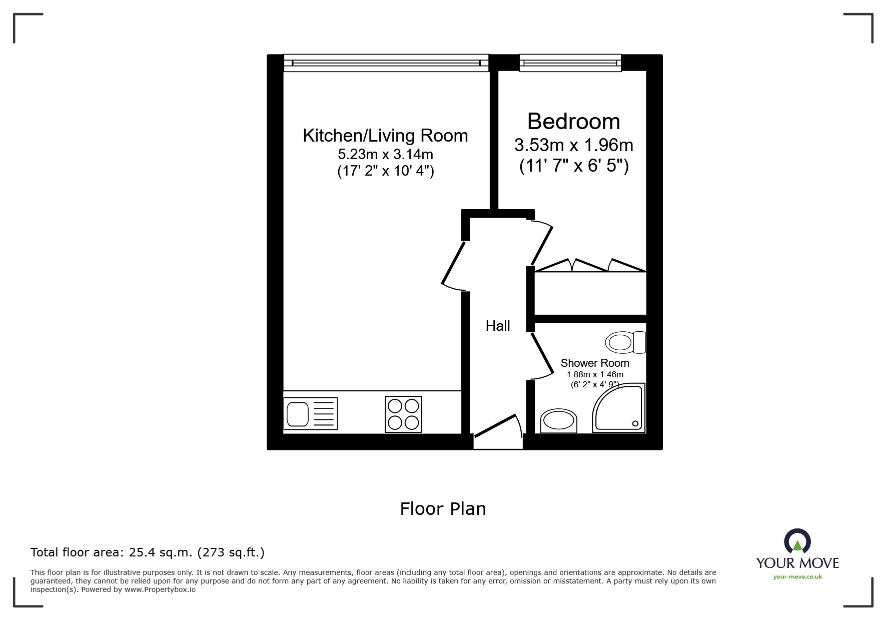 Floorplan of 1 bedroom Flat for sale, Hall Street, Pendlebury, Manchester, M27
