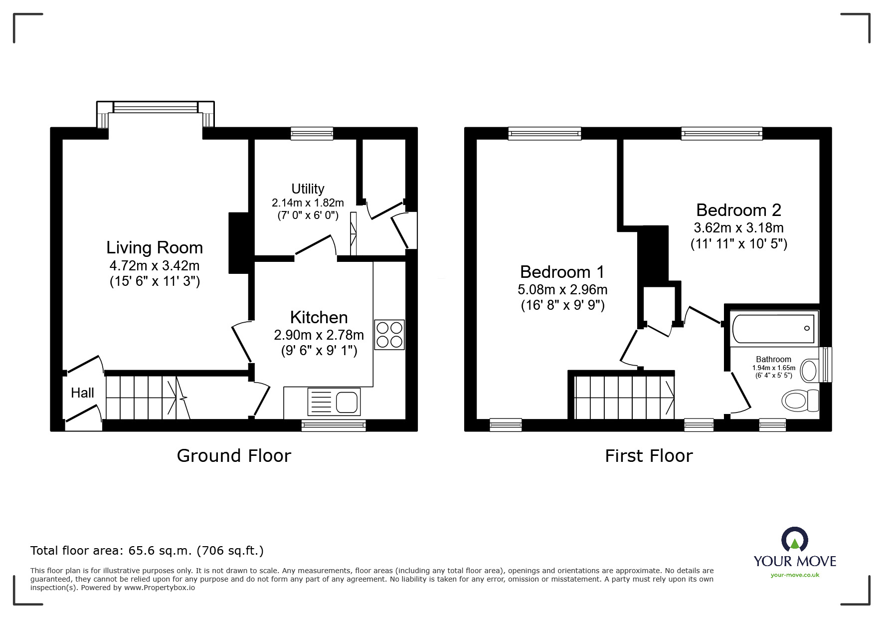 Floorplan of 2 bedroom End Terrace House for sale, Ludlow Avenue, Clifton, Greater Manchester, M27