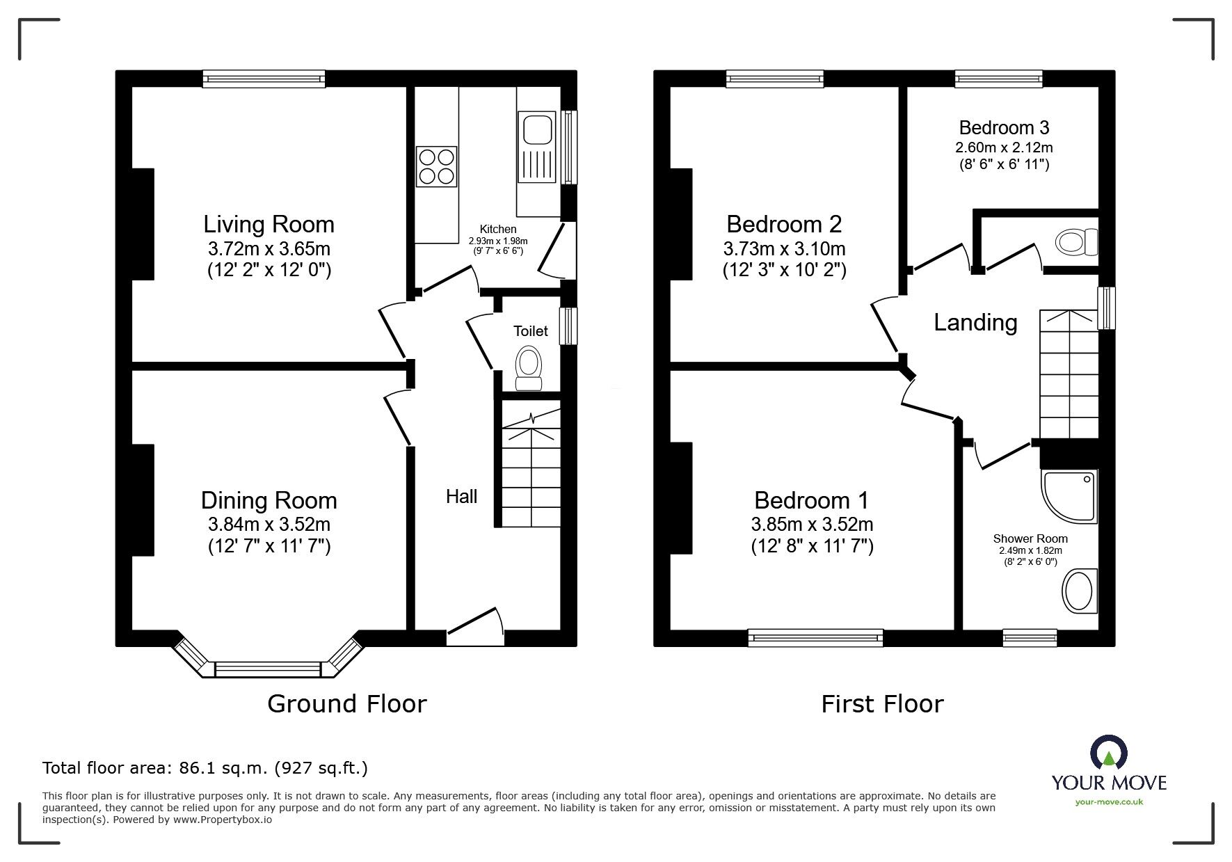 Floorplan of 3 bedroom Semi Detached House for sale, Moorfield Road, Swinton, Greater Manchester, M27