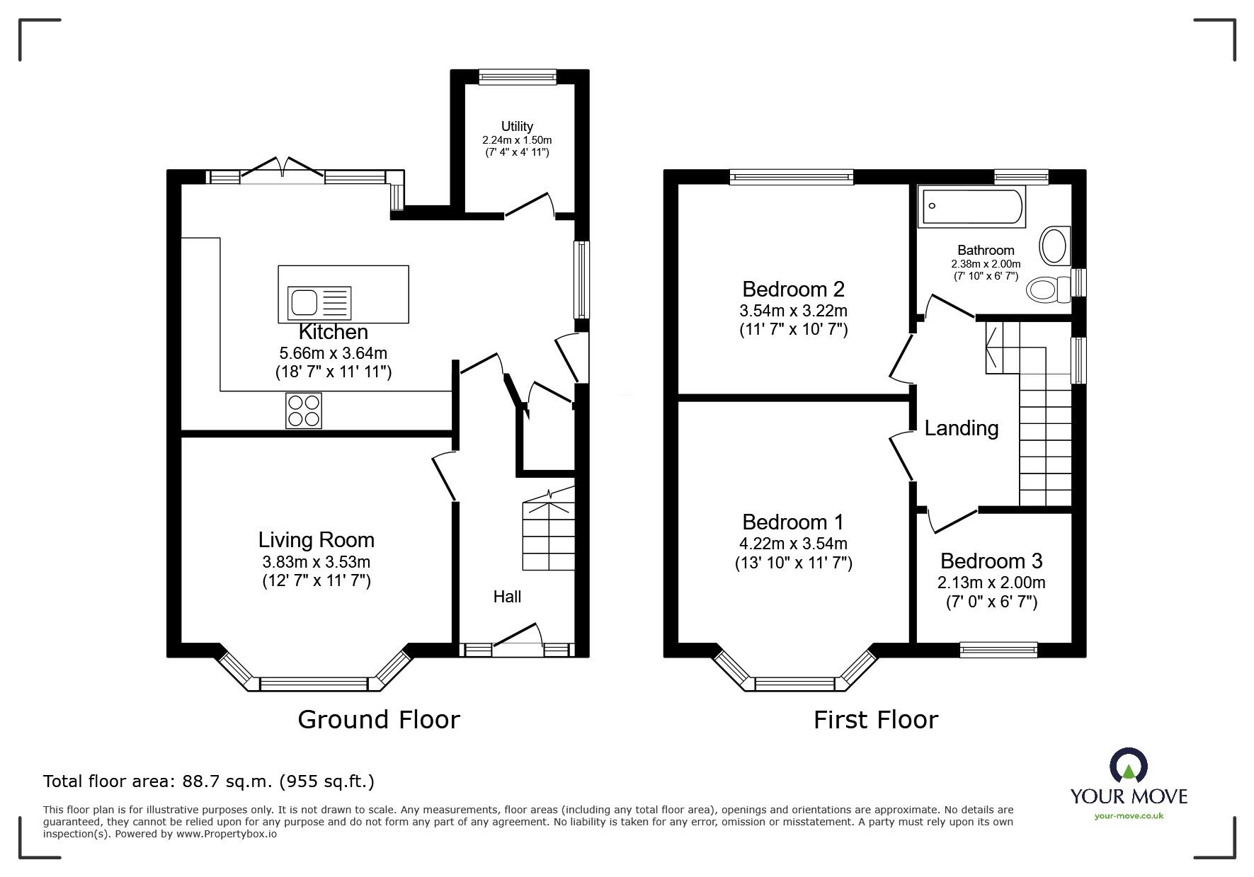 Floorplan of 3 bedroom Semi Detached House for sale, Moorside Road, Swinton, Greater Manchester, M27