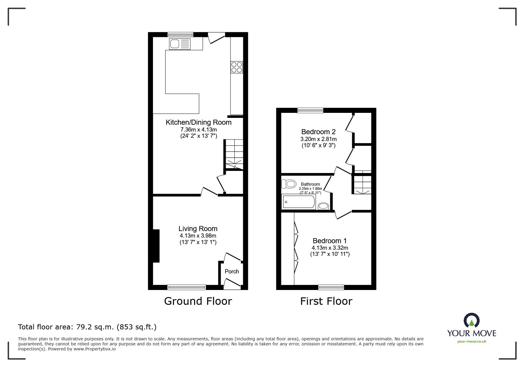 Floorplan of 2 bedroom Mid Terrace House for sale, Johnson Street, Pendlebury, Manchester, M27