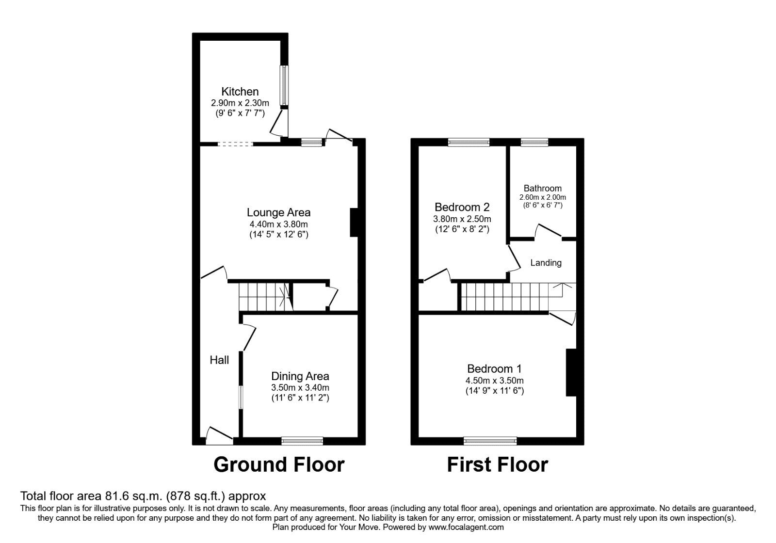 Floorplan of 2 bedroom Mid Terrace House to rent, Normanby Street, Swinton, Greater Manchester, M27