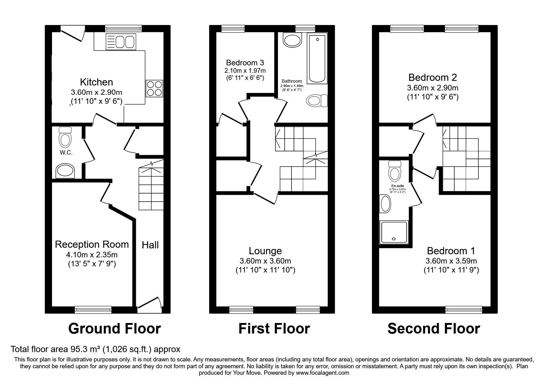 Floorplan of 3 bedroom Mid Terrace House to rent, Victoria Lane, Swinton, Greater Manchester, M27