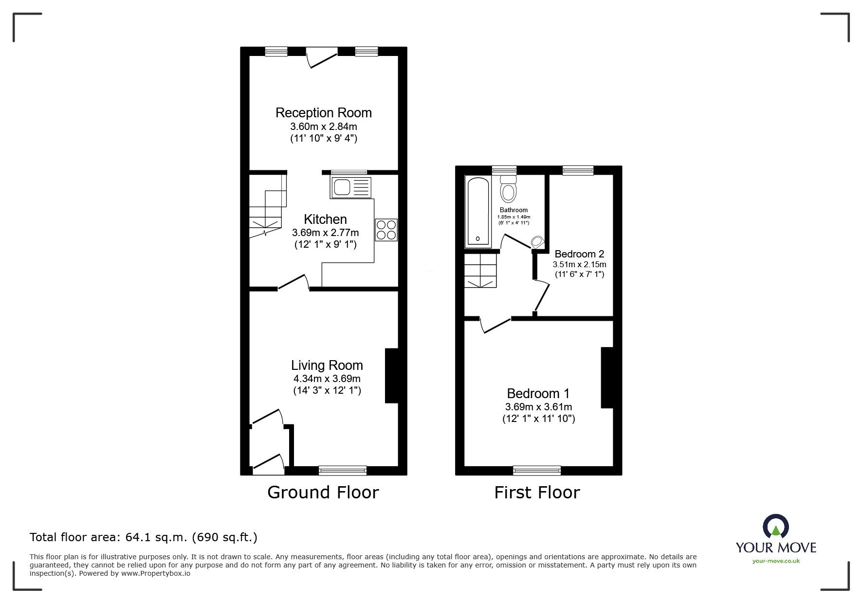 Floorplan of 2 bedroom Mid Terrace House for sale, Crescent Avenue, Pendlebury, Manchester, M27