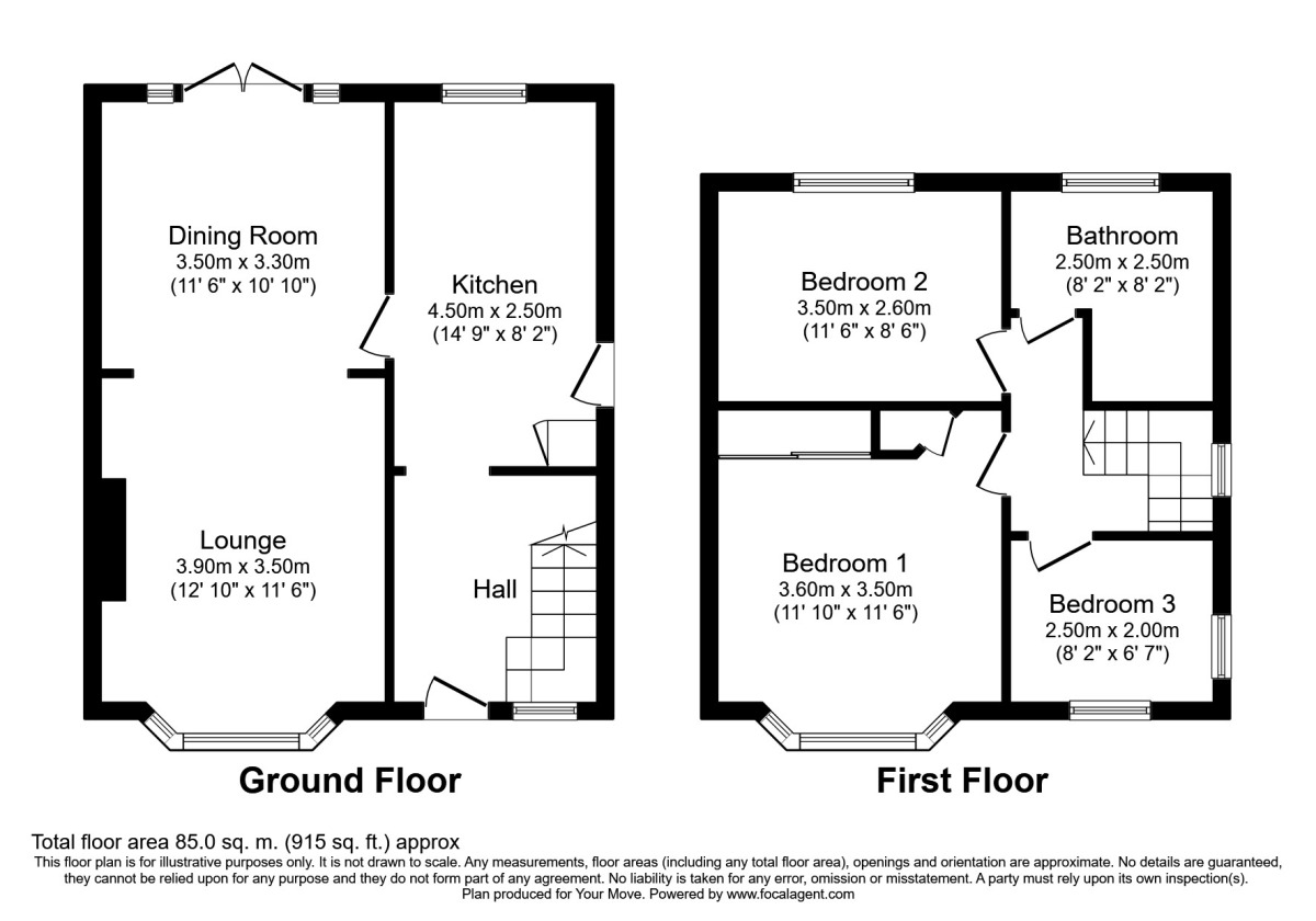 Floorplan of 3 bedroom Semi Detached House to rent, Edison Road, Eccles, Manchester, M30