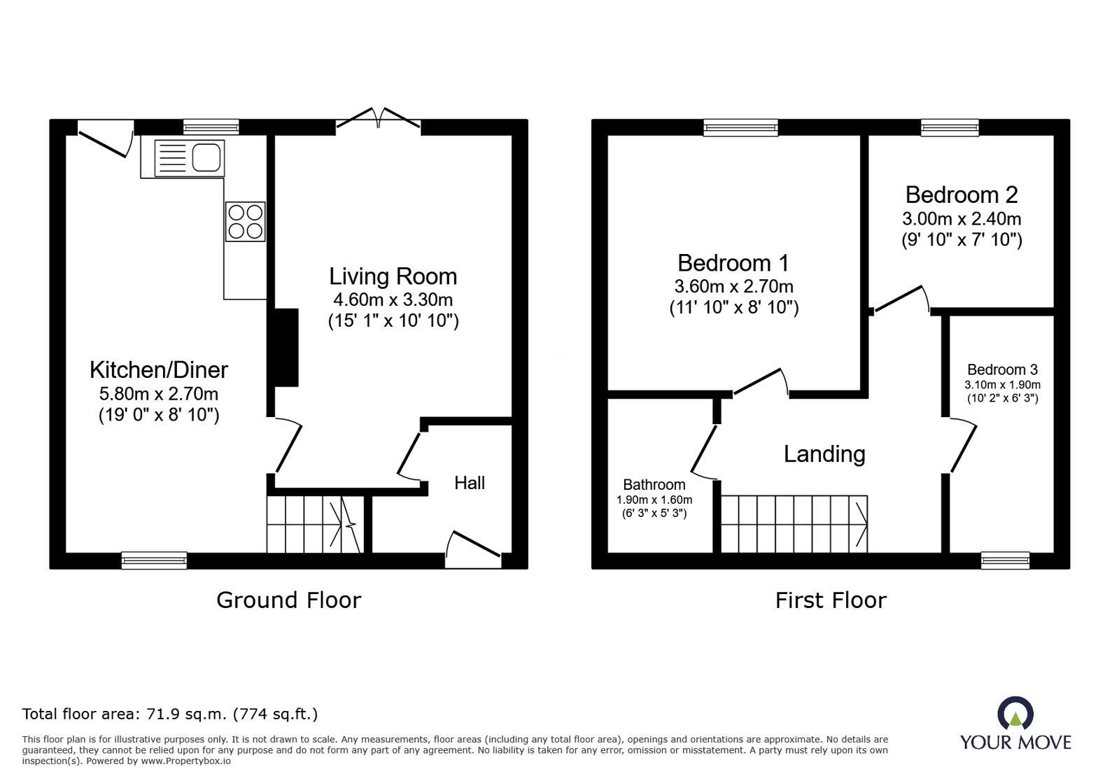 Floorplan of 3 bedroom Semi Detached House for sale, Kestrel Avenue, Clifton, Manchester, M27