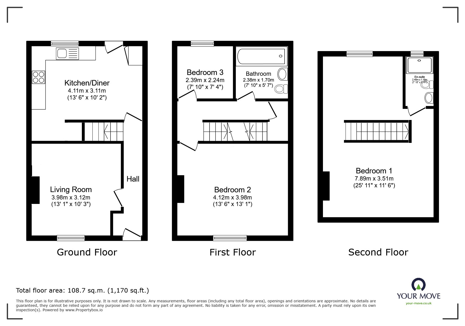 Floorplan of 3 bedroom Mid Terrace House for sale, Johnson Street, Pendlebury, Manchester, M27