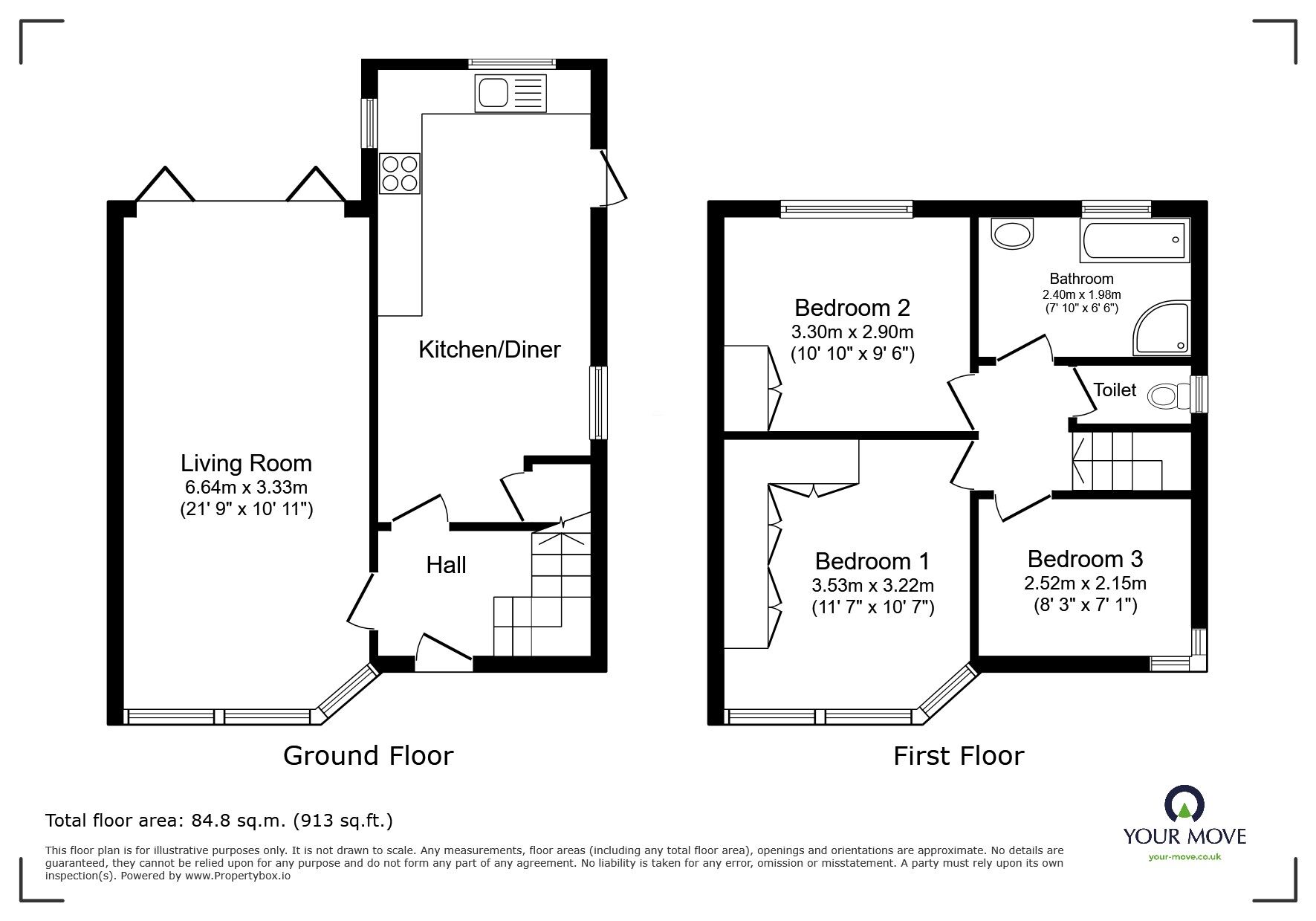 Floorplan of 3 bedroom Semi Detached House for sale, Humphrey Park, Urmston, Greater Manchester, M41