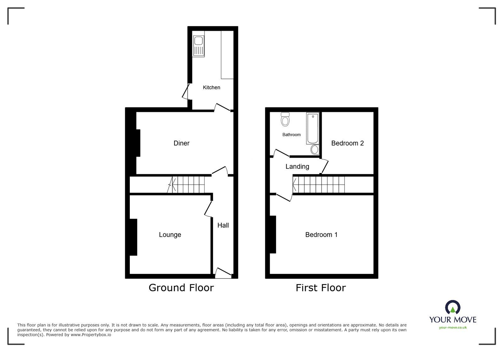 Floorplan of 2 bedroom Mid Terrace House to rent, Keswick Grove, Salford, Greater Manchester, M6