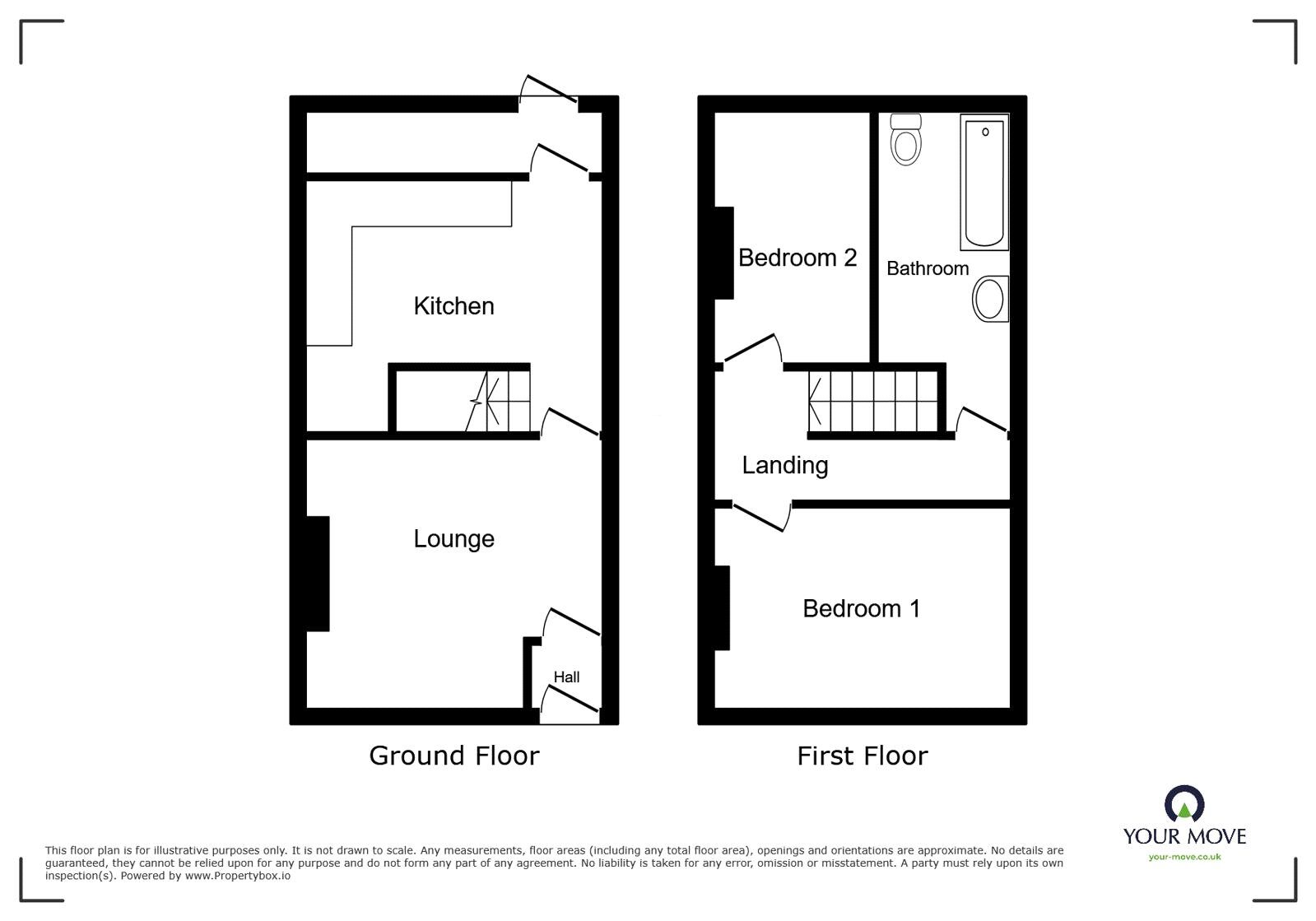 Floorplan of 2 bedroom Mid Terrace House to rent, Buchanan Street, Pendlebury, Manchester, M27