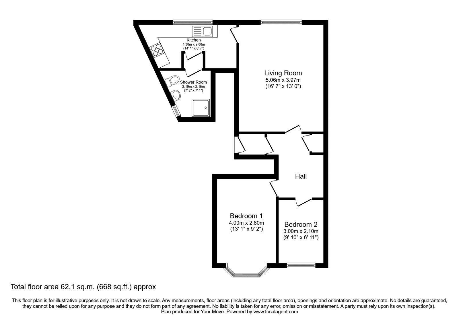 Floorplan of 2 bedroom Flat to rent, Barrfield Road, Salford, Greater Manchester, M6
