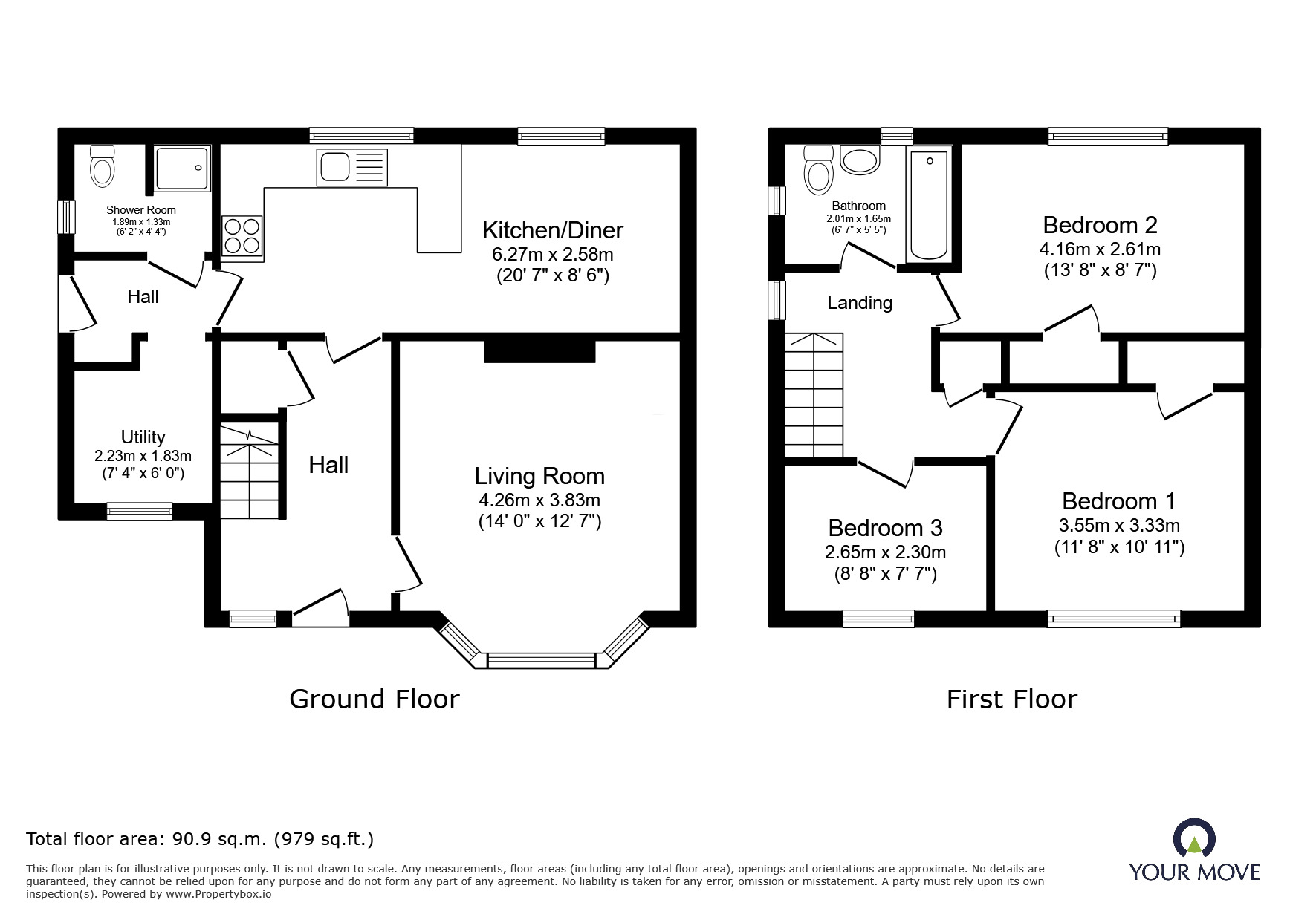 Floorplan of 3 bedroom Semi Detached House for sale, Ellesmere Street, Swinton, Greater Manchester, M27