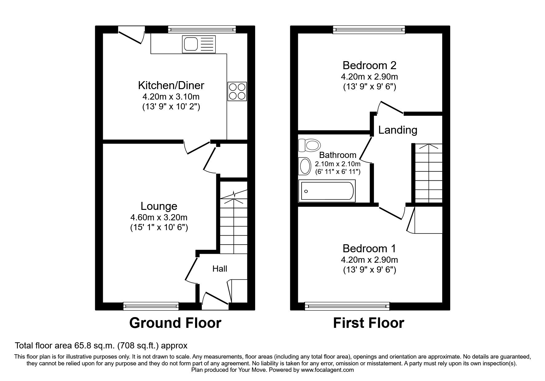 Floorplan of 2 bedroom Mid Terrace House for sale, Sulway Close, Swinton, Greater Manchester, M27