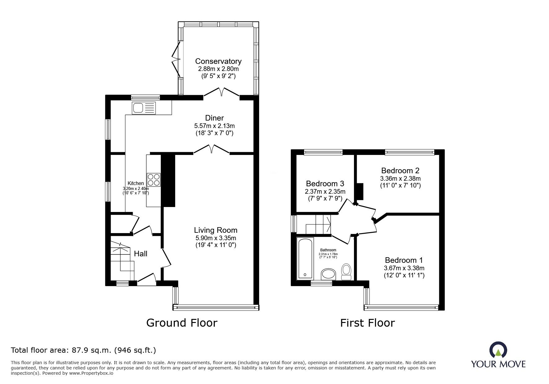 Floorplan of 3 bedroom Semi Detached House for sale, Wyville Drive, Swinton, Greater Manchester, M27