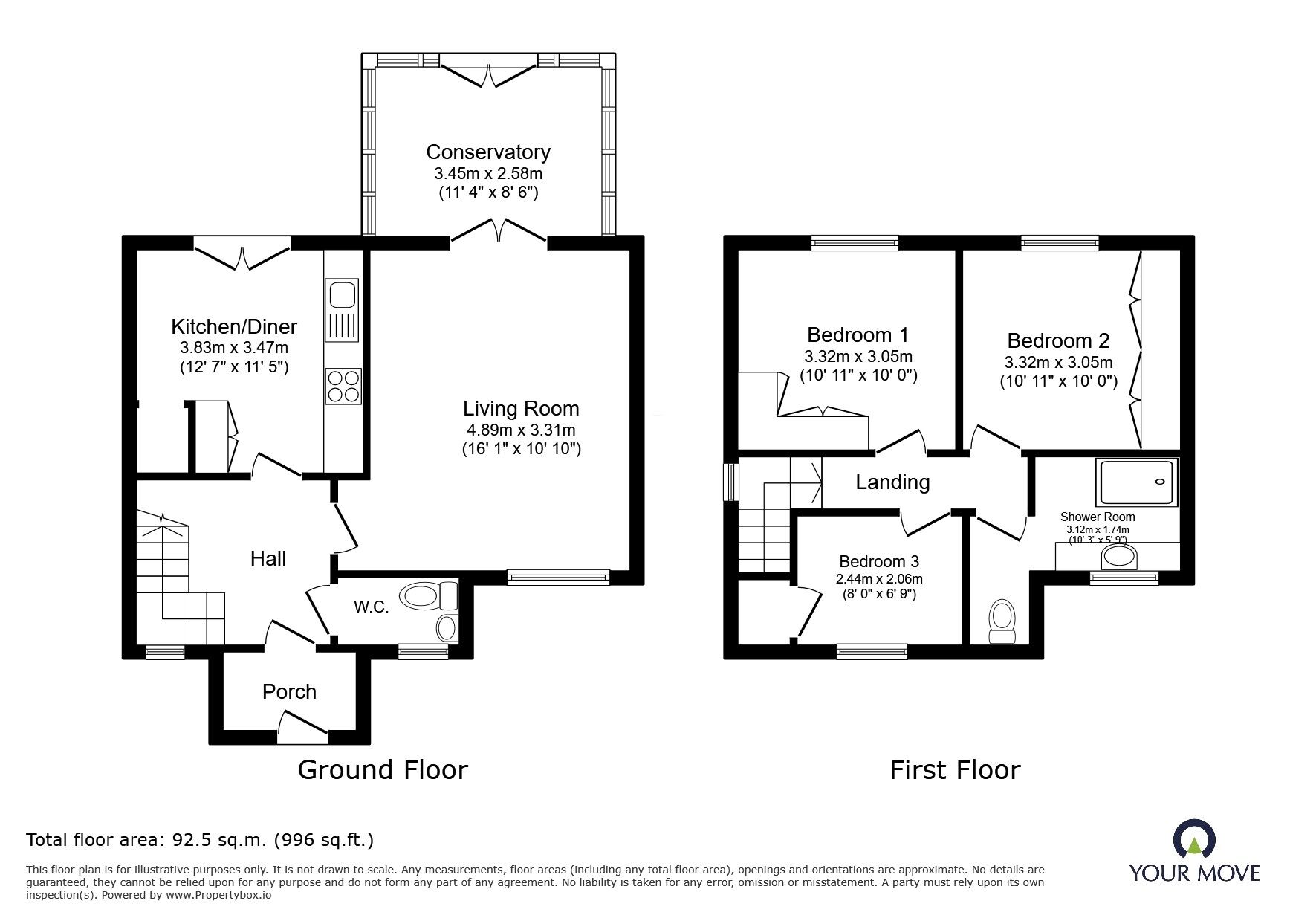 Floorplan of 3 bedroom Semi Detached House for sale, Grasmere Road, Swinton, Greater Manchester, M27