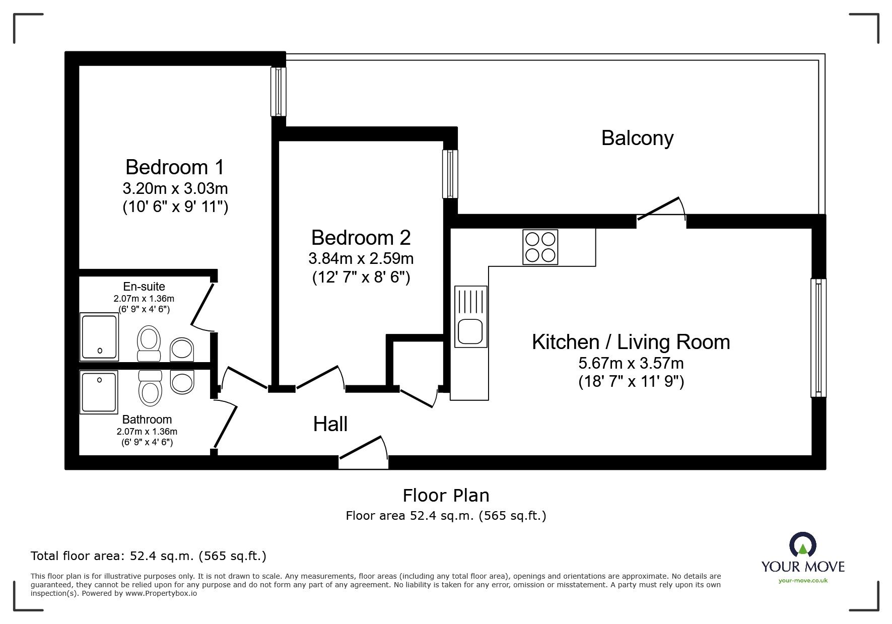 Floorplan of 2 bedroom Flat to rent, Elmira Way, Salford, Greater Manchester, M5