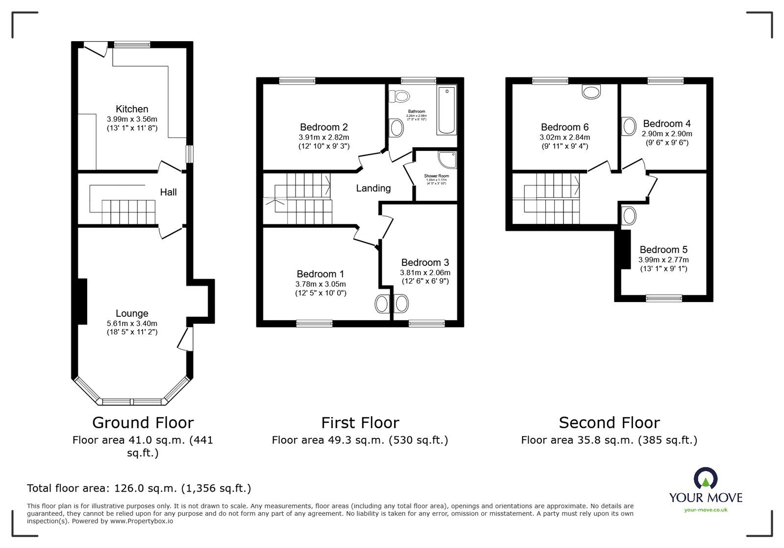 Floorplan of 6 bedroom Mid Terrace House for sale, East Street, Torquay, Devon, TQ2