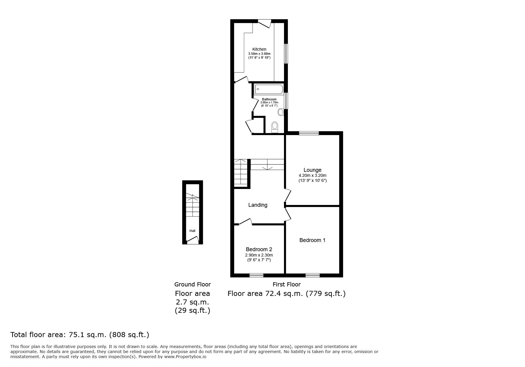 Floorplan of 2 bedroom Flat to rent, St. Marychurch Road, Torquay, Devon, TQ1