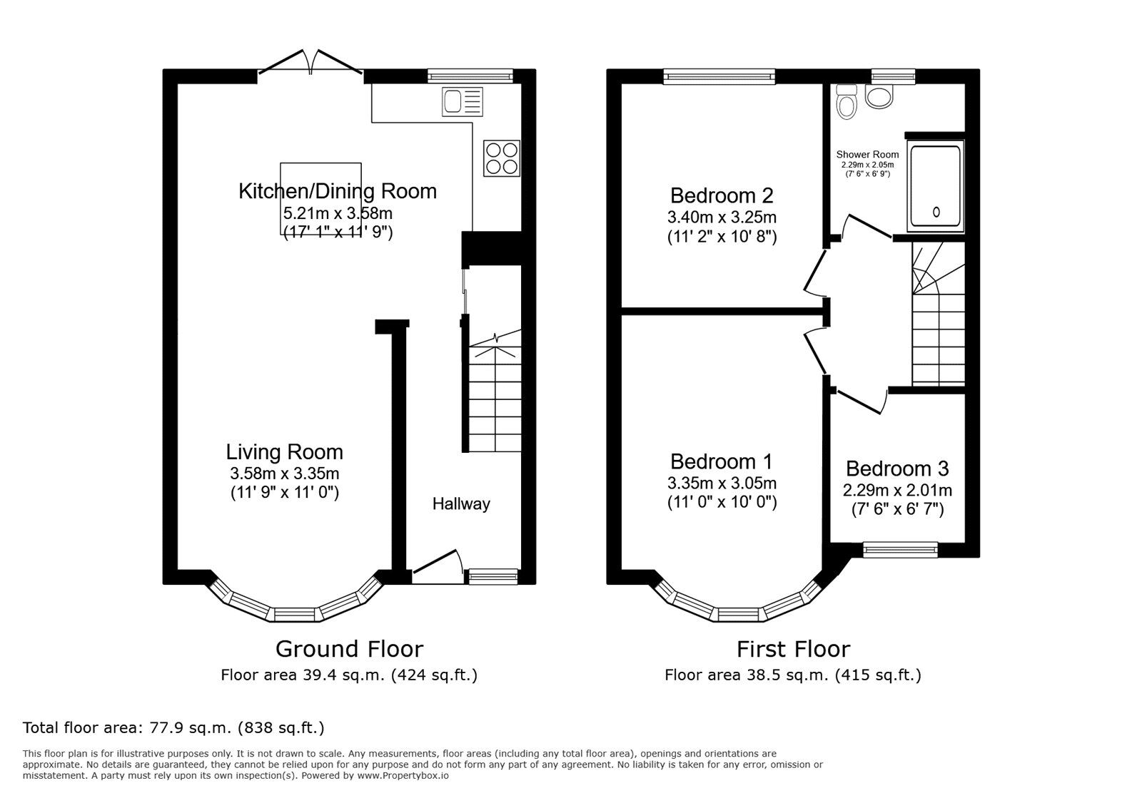 Floorplan of 3 bedroom Mid Terrace House for sale, Florida Road, Torquay, Devon, TQ1