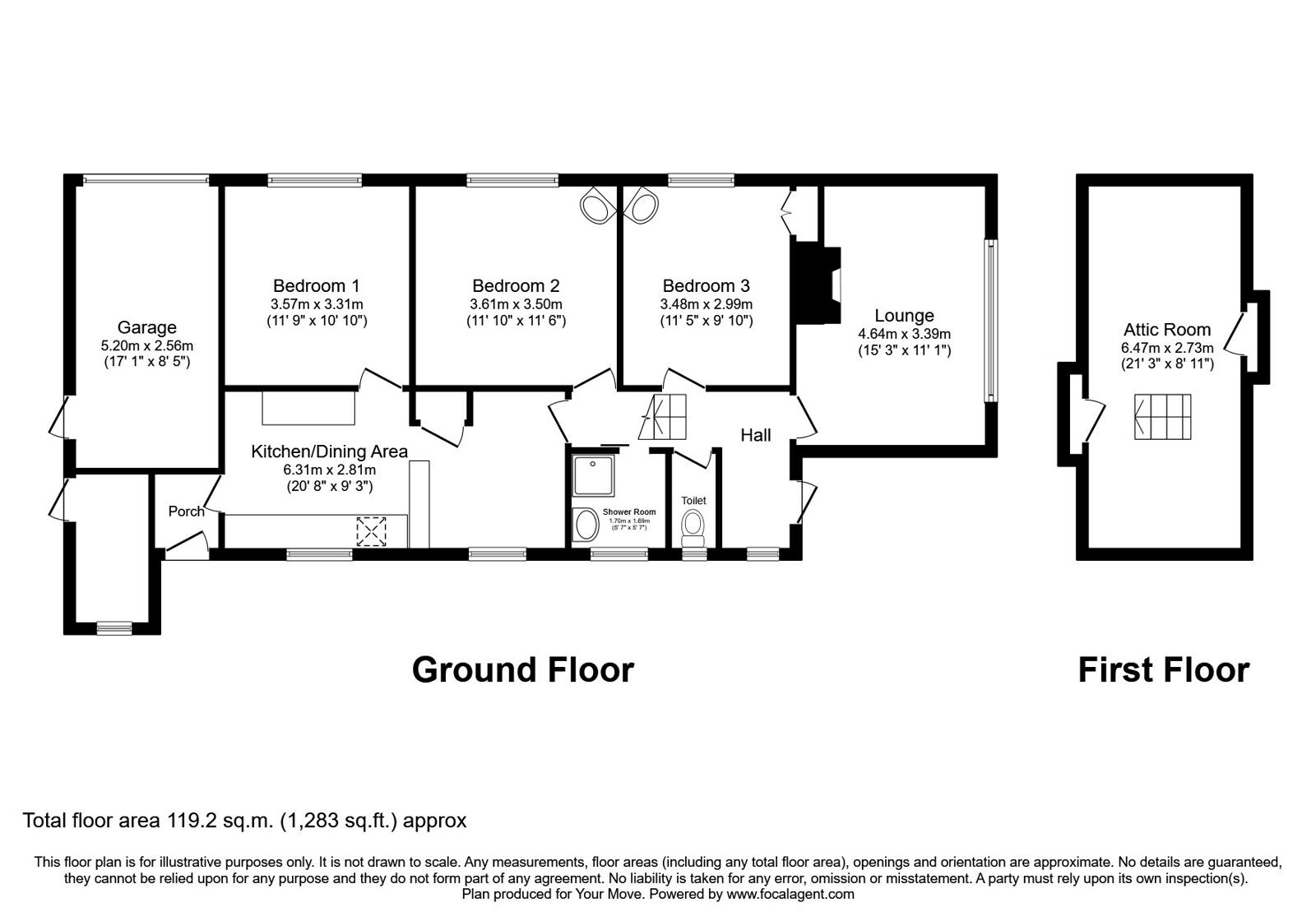 Floorplan of 3 bedroom Detached Bungalow for sale, Penpethy Road, Brixham, Devon, TQ5