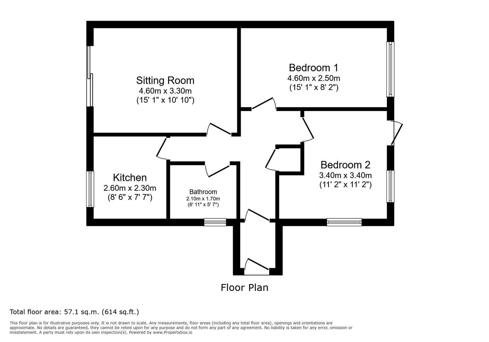 Floorplan of 2 bedroom Semi Detached Bungalow for sale, Hennock Road, Paignton, Devon, TQ4