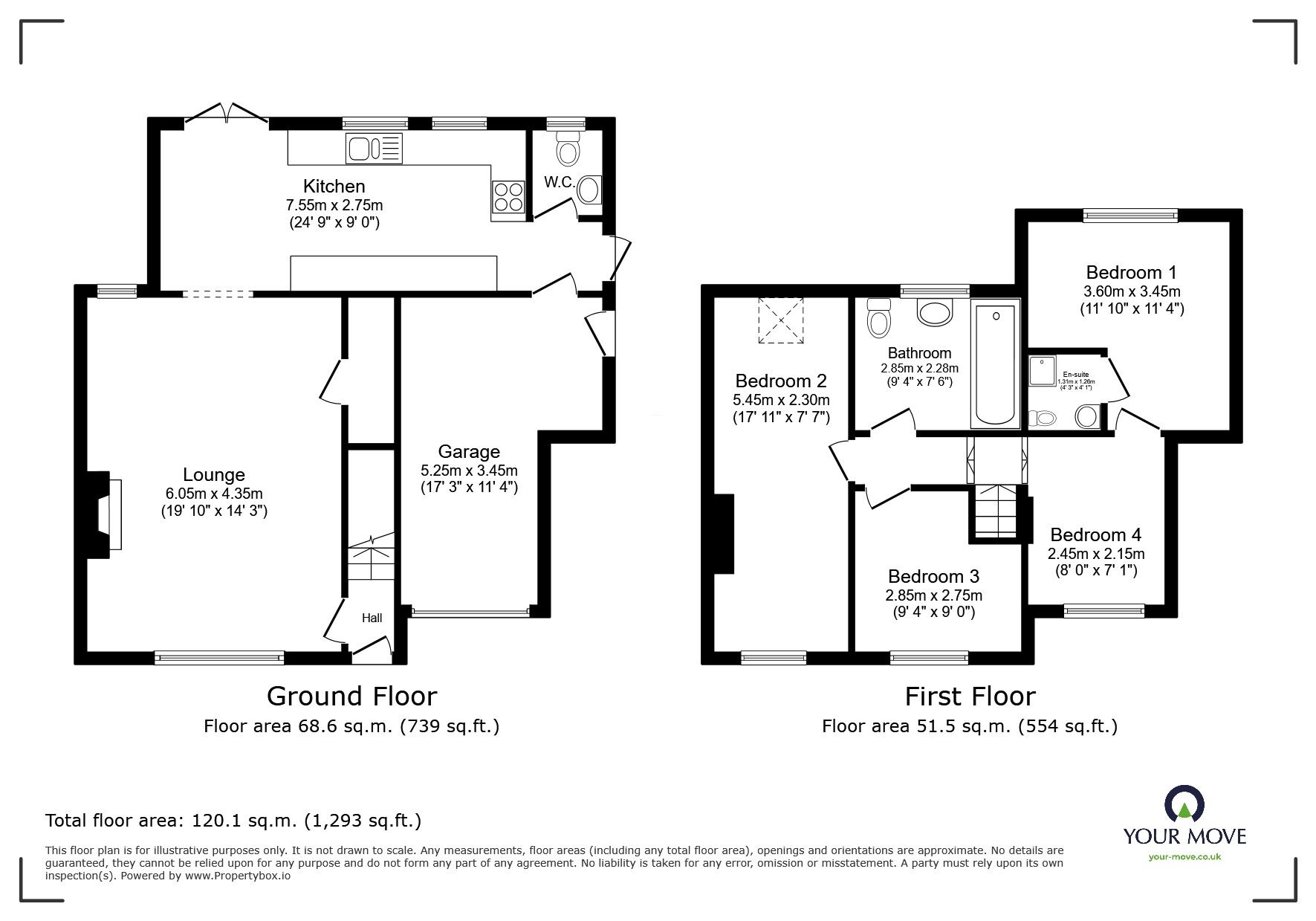 Floorplan of 3 bedroom End Terrace House to rent, Elmhurst Avenue, Pembury, Kent, TN2