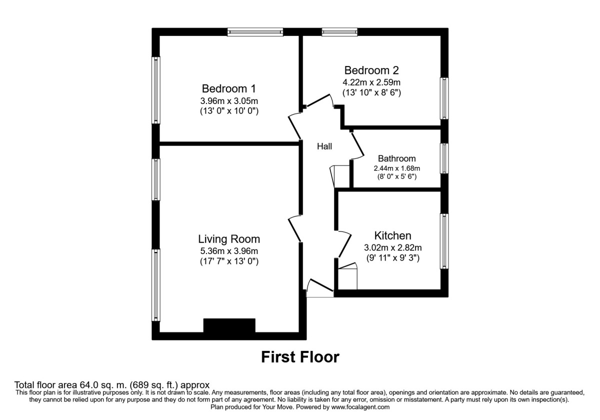 Floorplan of 2 bedroom Flat to rent, Rochdale House St. James Road, Tunbridge Wells, Kent, TN1