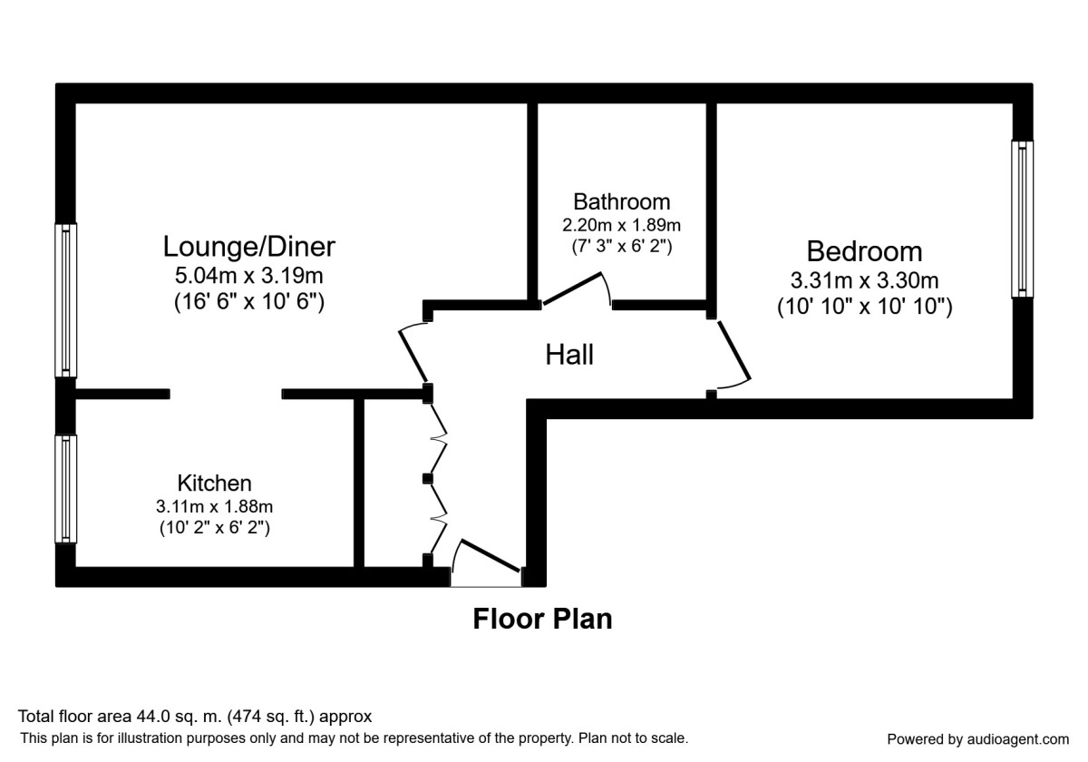Floorplan of 1 bedroom Flat to rent, Hunters Court Showfields Road, Tunbridge Wells, Kent, TN2