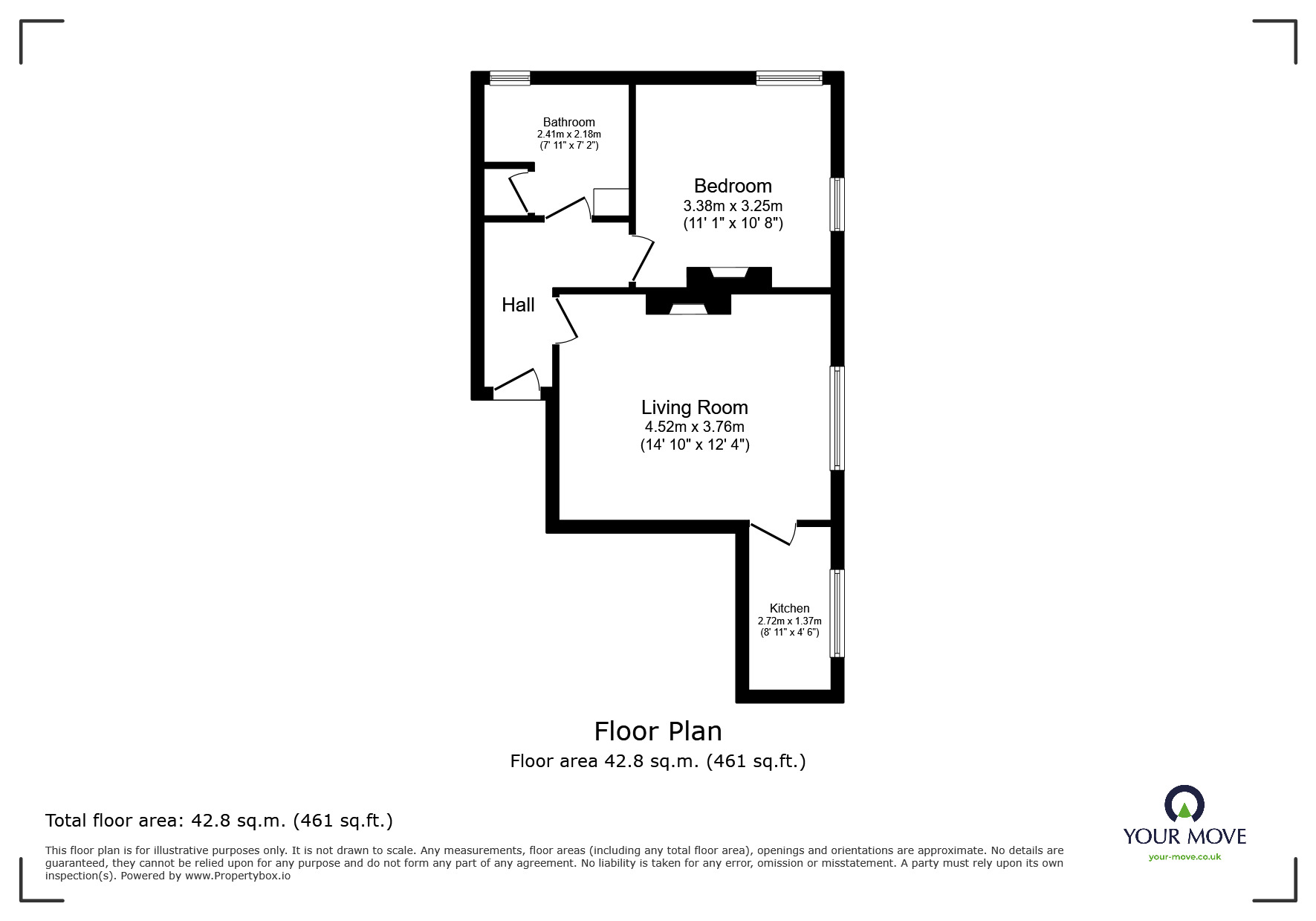 Floorplan of 1 bedroom  Flat to rent, Grove Hill Road, Tunbridge Wells, Kent, TN1