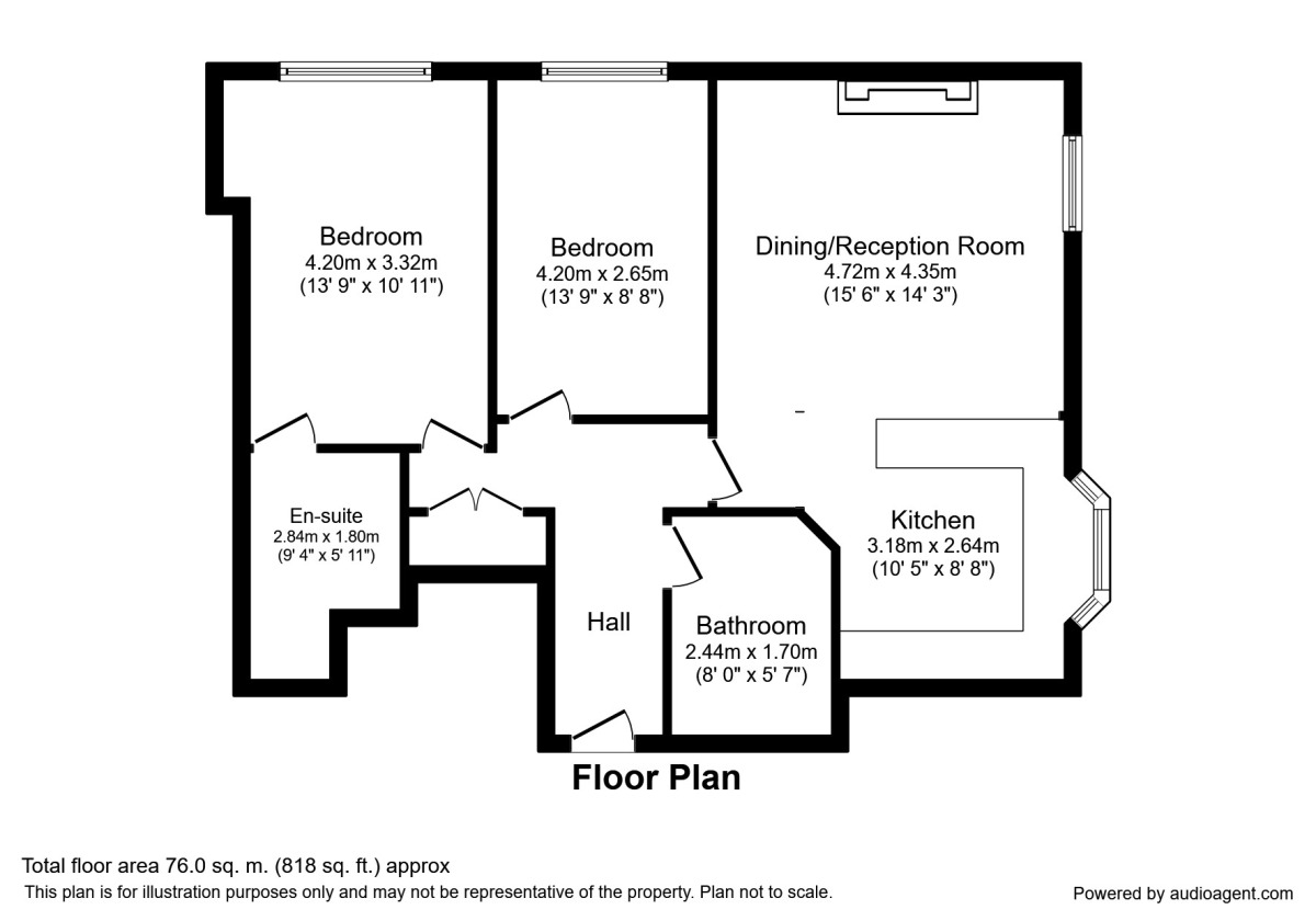 Floorplan of 2 bedroom Flat to rent, Pembury Road, Tunbridge Wells, Kent, TN2