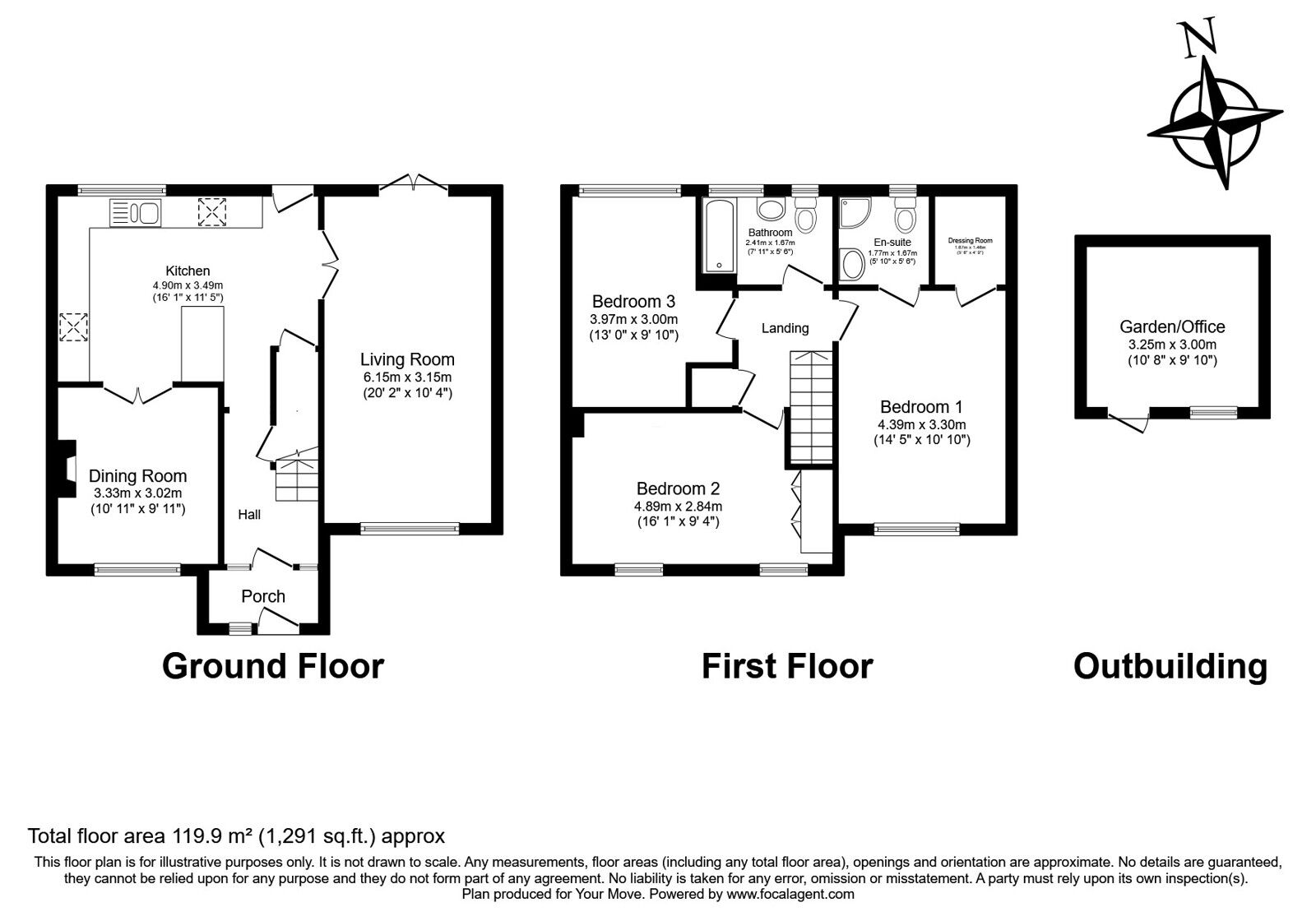 Floorplan of 3 bedroom End Terrace House for sale, Orchard Close, Tunbridge Wells, Kent, TN2