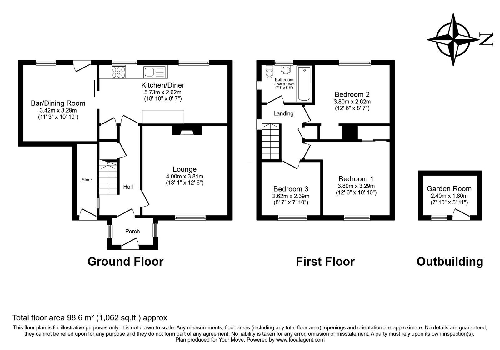 Floorplan of 3 bedroom Semi Detached House for sale, Greggs Wood Road, Tunbridge Wells, TN2