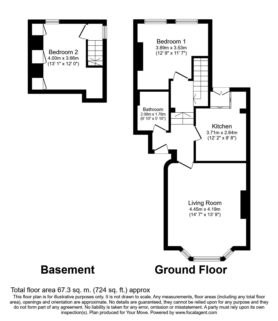 Floorplan of 2 bedroom  Flat to rent, Guildford Road, Tunbridge Wells, Kent, TN1