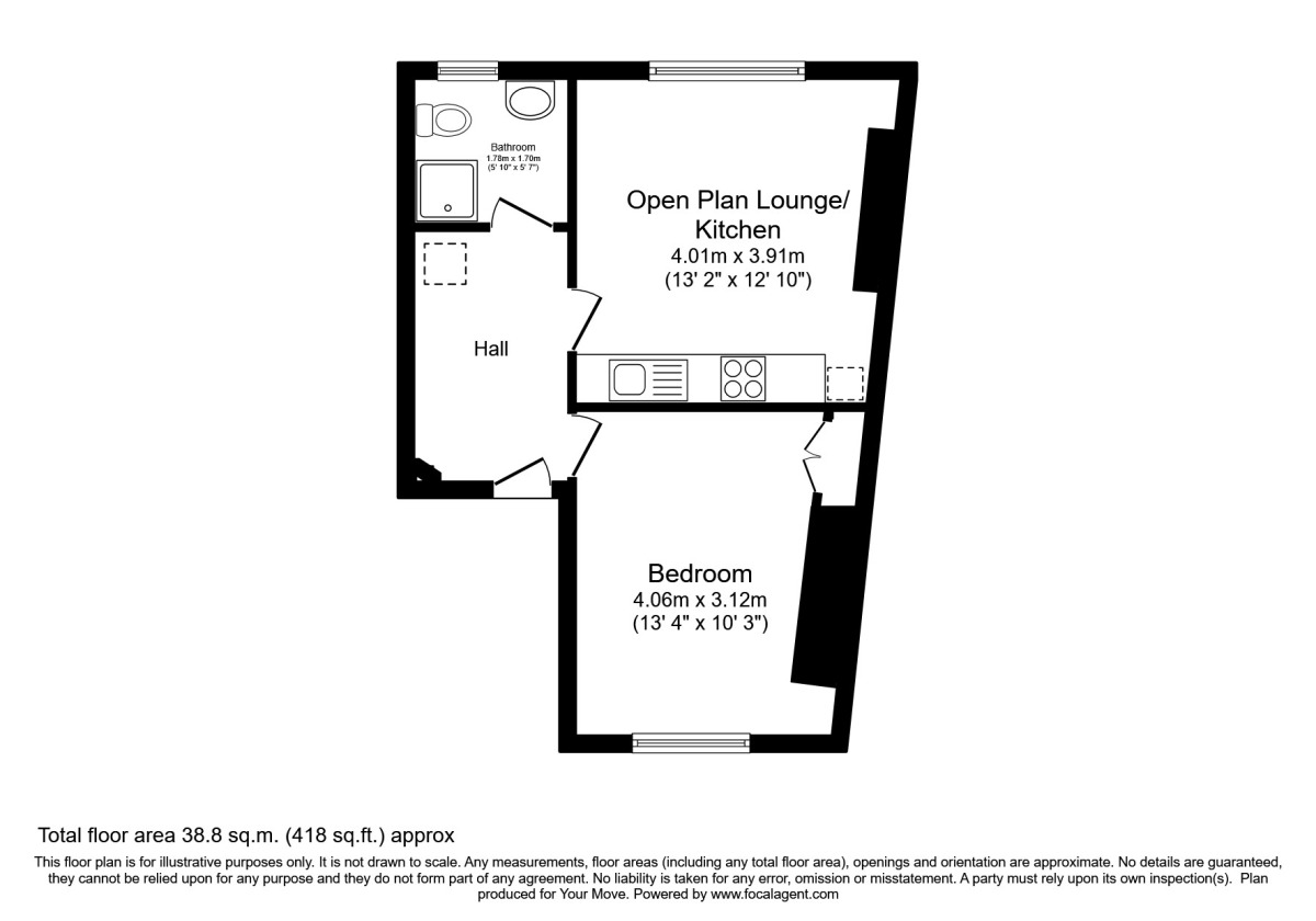 Floorplan of 1 bedroom Flat to rent, Dudley Road, Tunbridge Wells, Kent, TN1