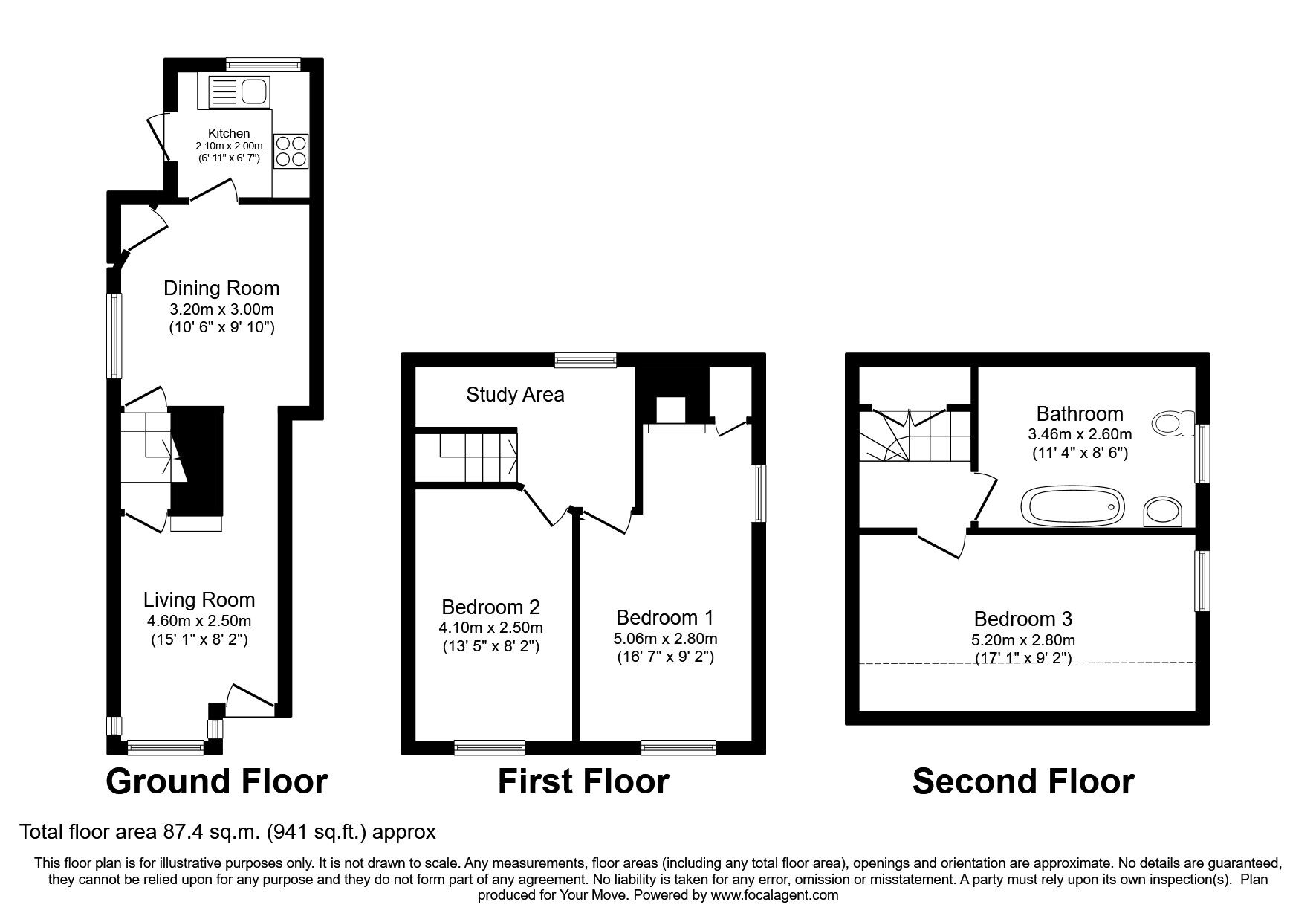 Floorplan of 3 bedroom Mid Terrace House to rent, High Street, Cranbrook, Kent, TN17