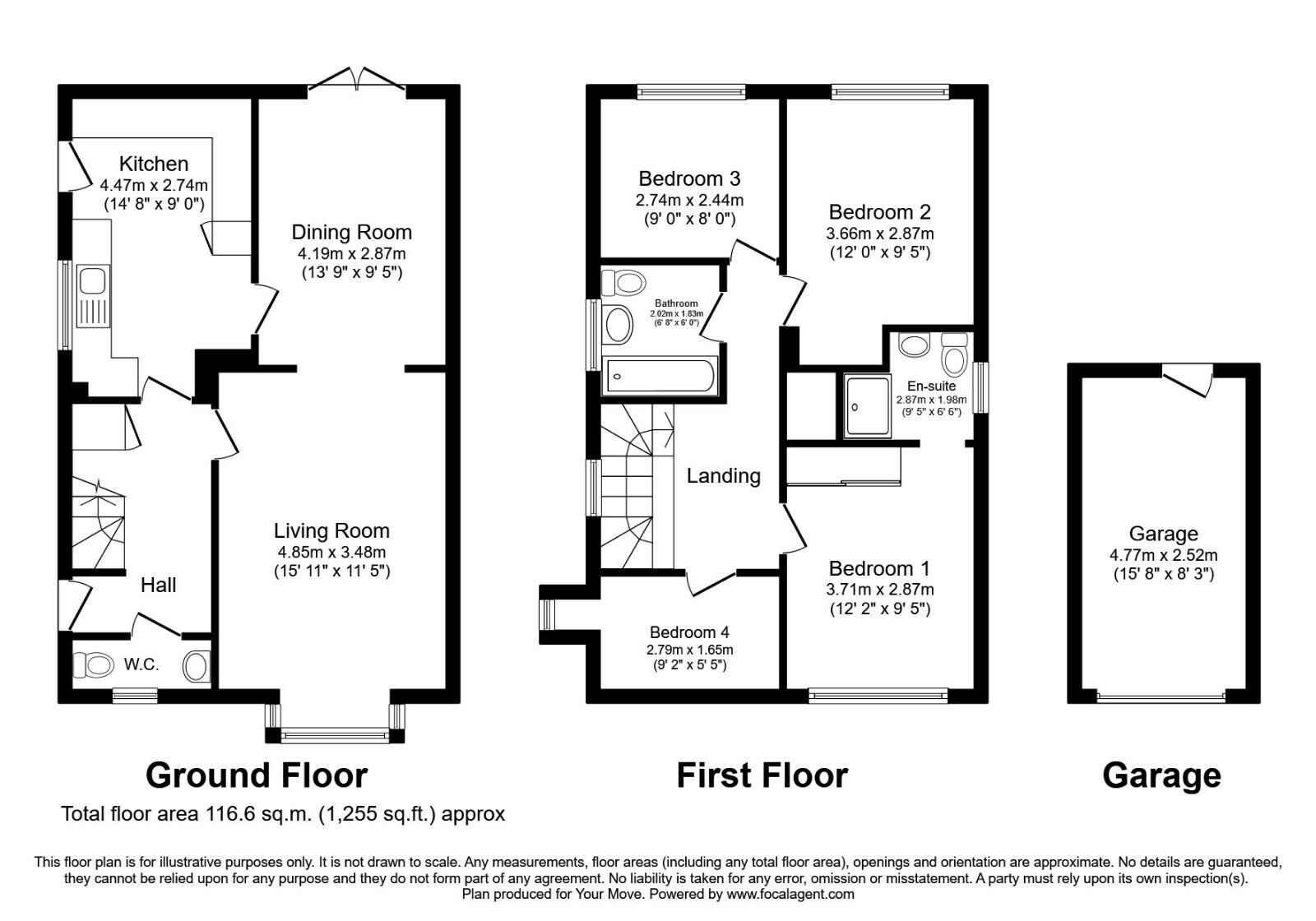 Floorplan of 4 bedroom Detached House to rent, The Bines, Paddock Wood, Kent, TN12