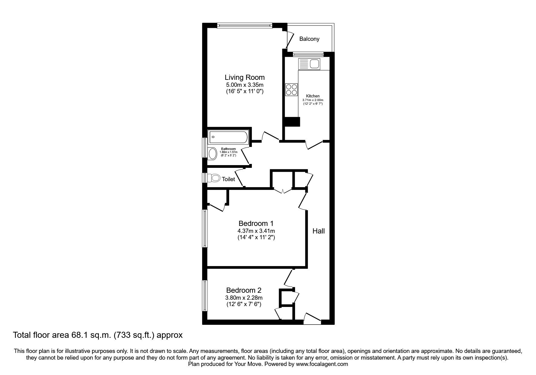 Floorplan of 2 bedroom Flat to rent, Hamilton Court, Chilston Road, Kent, TN4