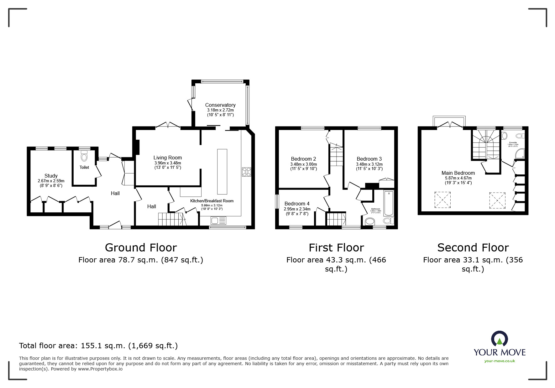 Floorplan of 4 bedroom Semi Detached House for sale, Summervale Road, Tunbridge Wells, Kent, TN4