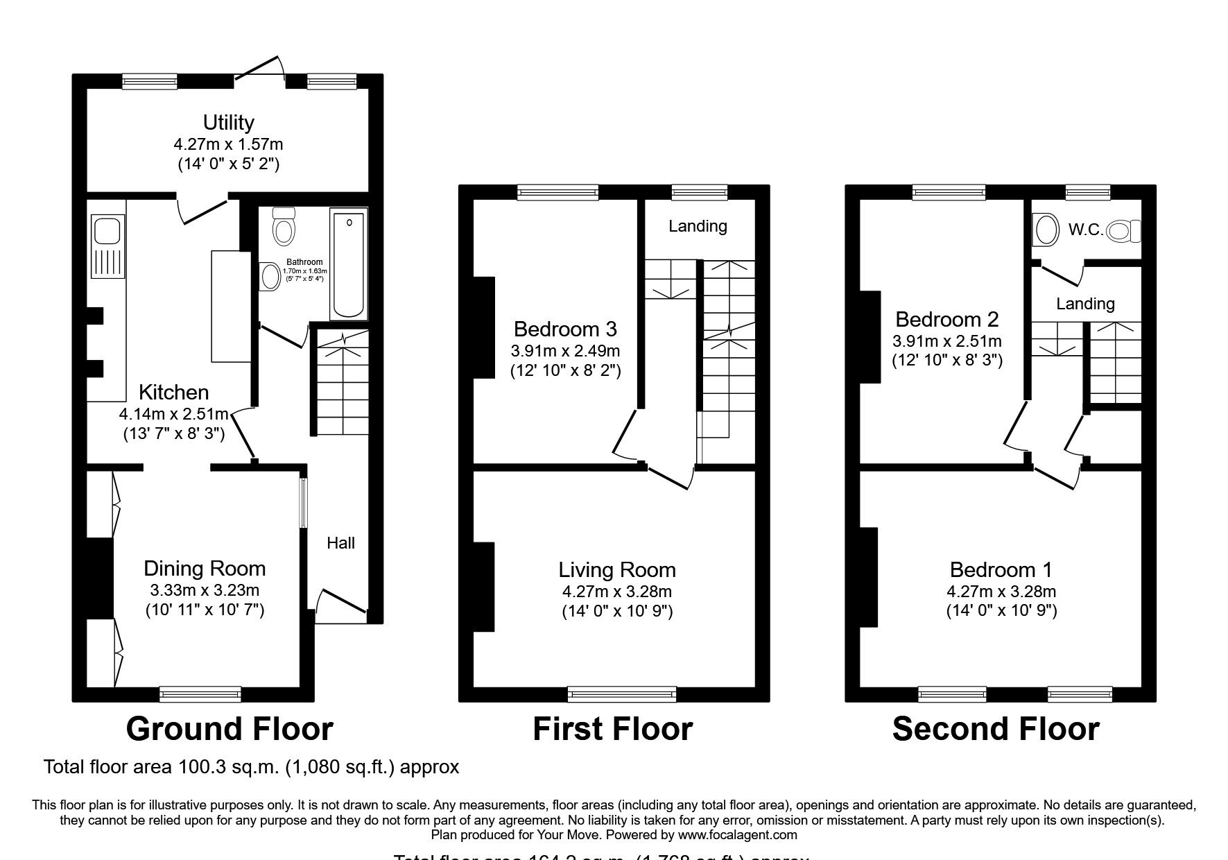 Floorplan of 3 bedroom Mid Terrace House to rent, Grecian Road, Tunbridge Wells, Kent, TN1