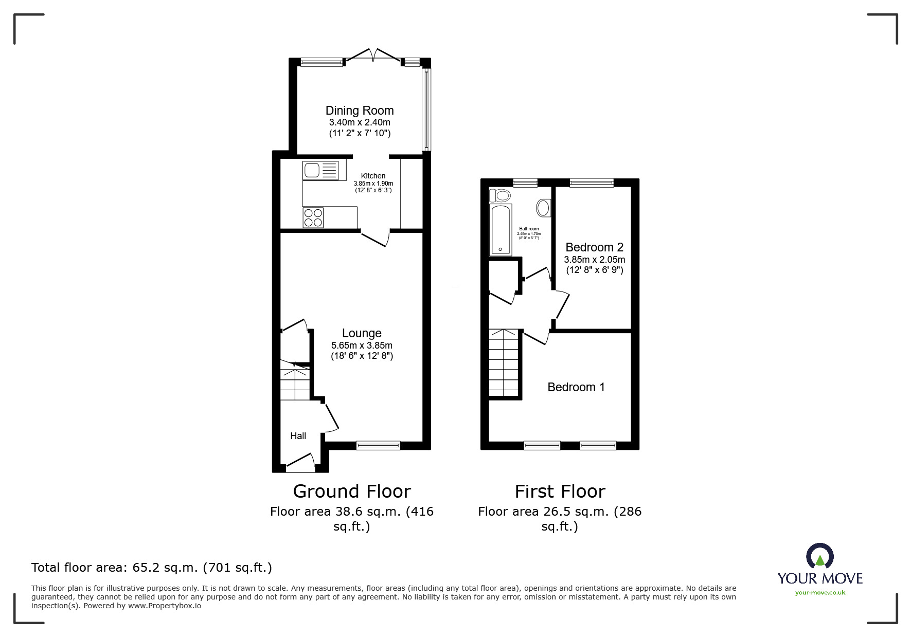 Floorplan of 2 bedroom End Terrace House to rent, Mount Pleasant, Paddock Wood, Kent, TN12