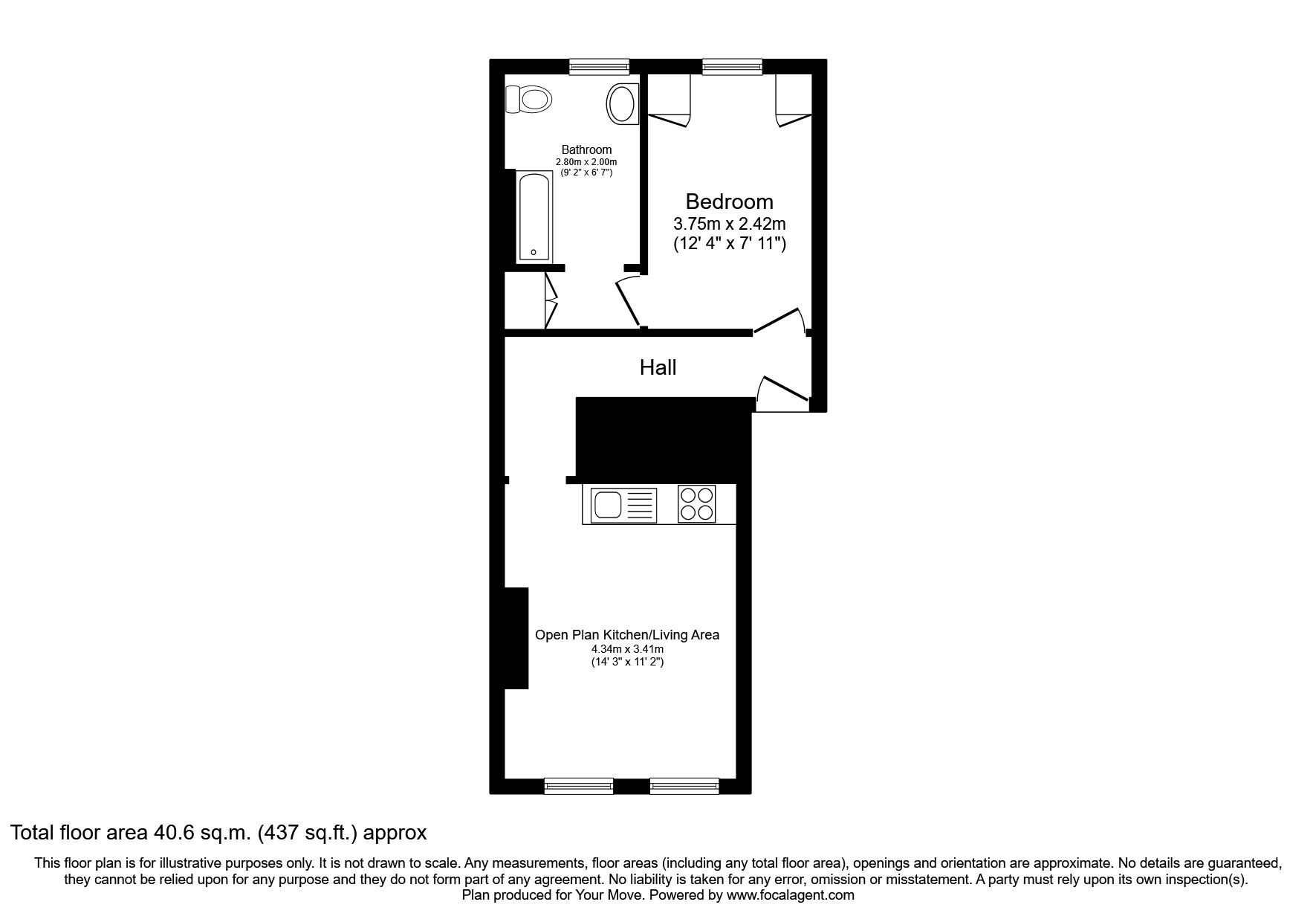Floorplan of 1 bedroom Flat to rent, Belgrove, Tunbridge Wells, Kent, TN1