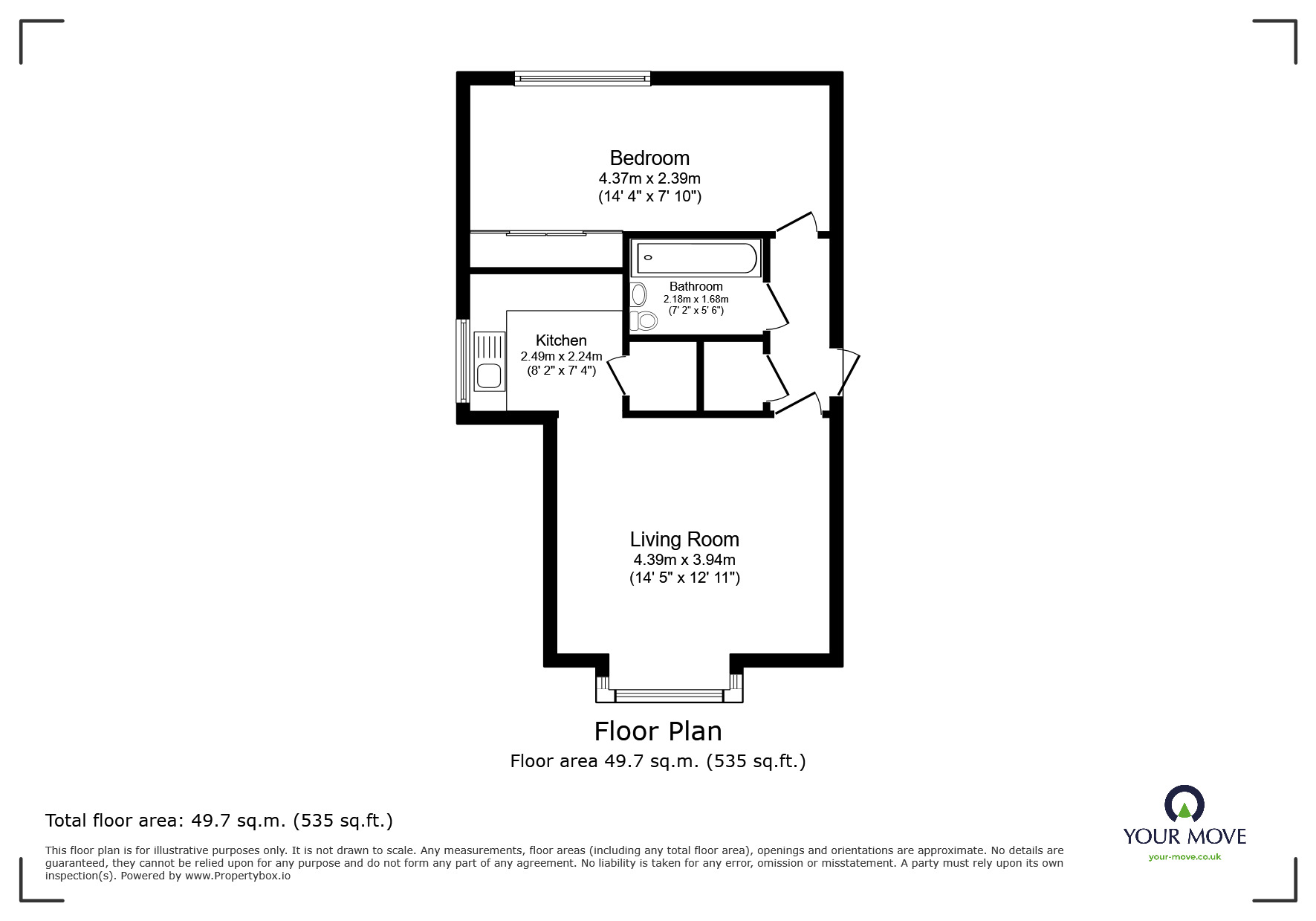 Floorplan of 1 bedroom  Flat to rent, Dunstan Road, Tunbridge Wells, Kent, TN4